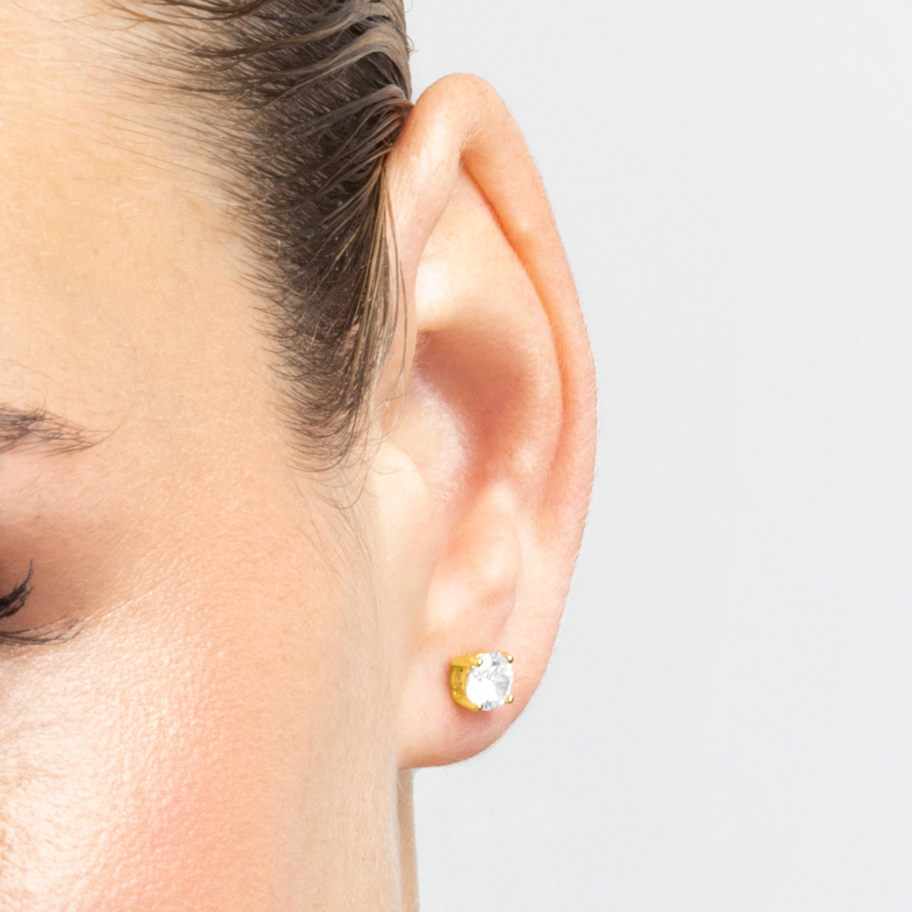 925 Sterling Silver Earrings with Brilliant Zirconia finished in Rhodium - Basic