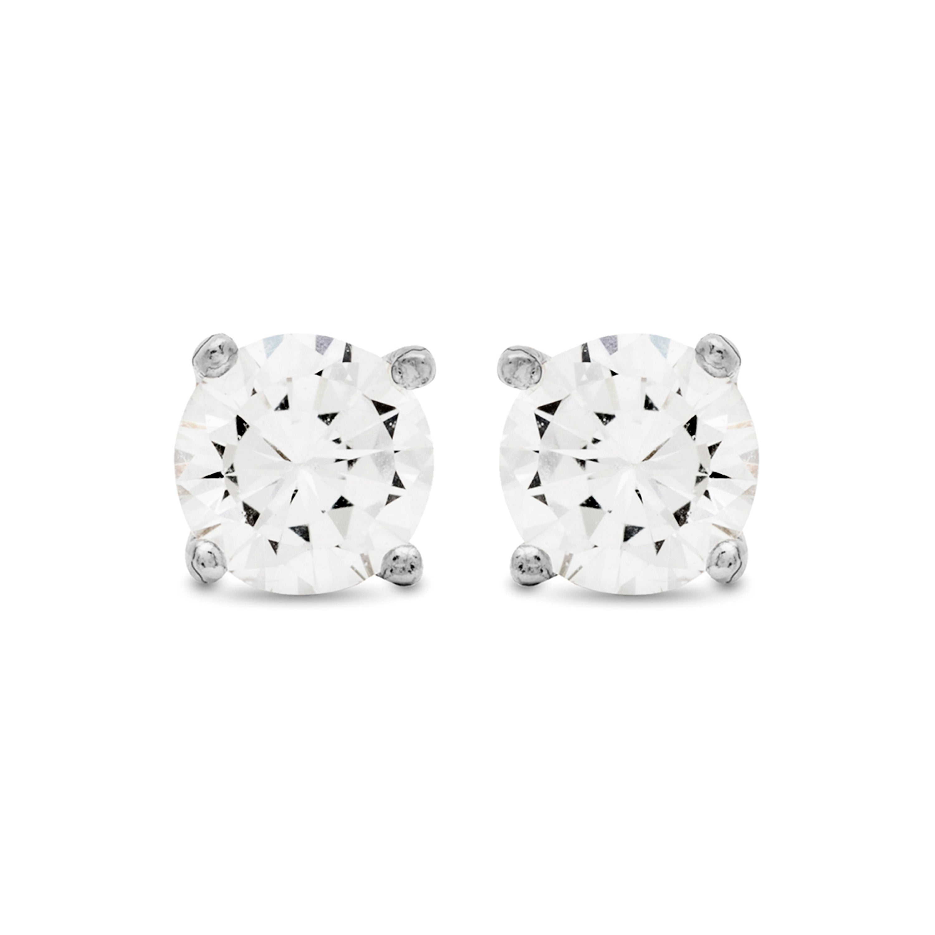 Pendientes de plata de ley 925de 6mm con Circonita acabados en rodio - Básico