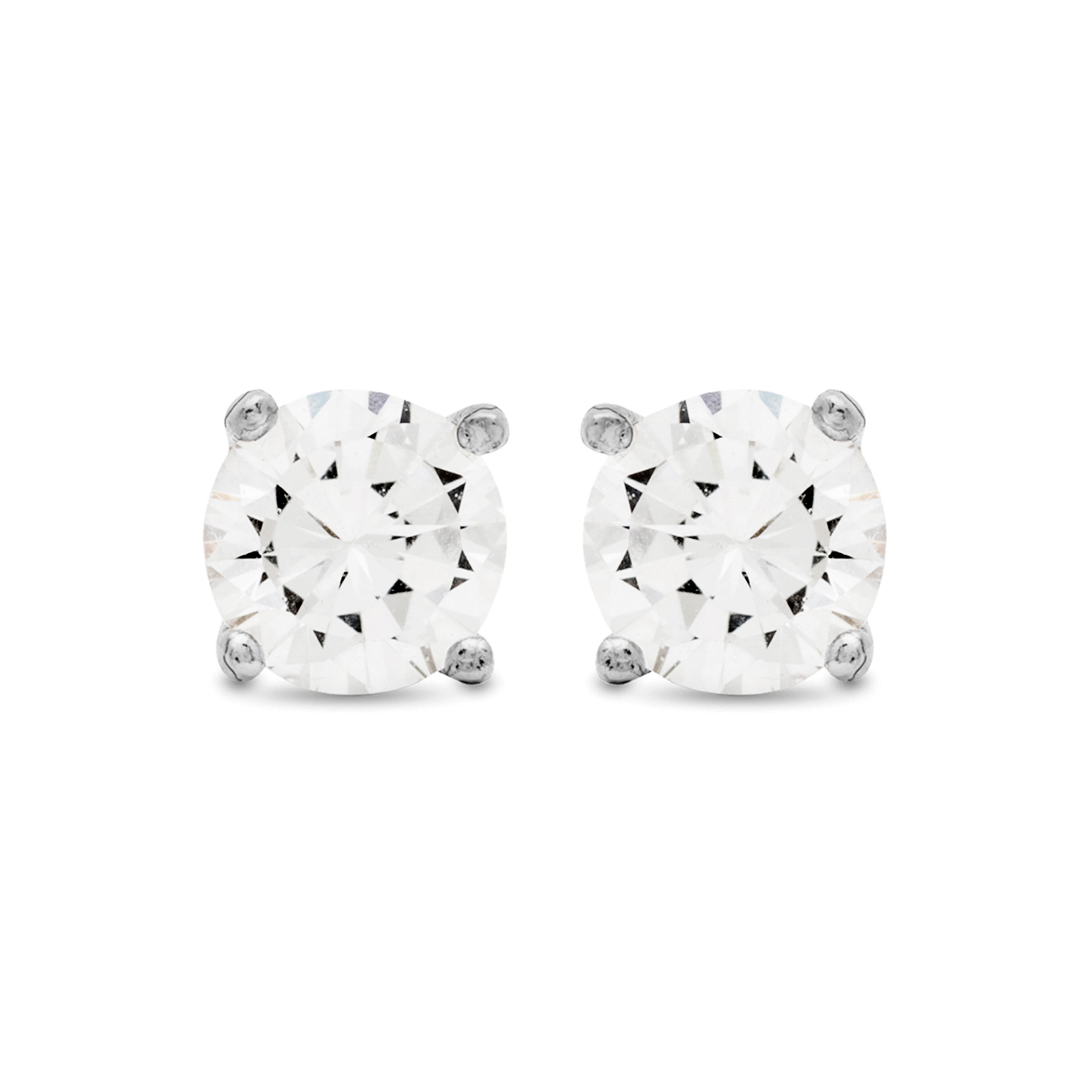 925 Sterling Silver Earrings with Brilliant Zirconia finished in Rhodium - Basic