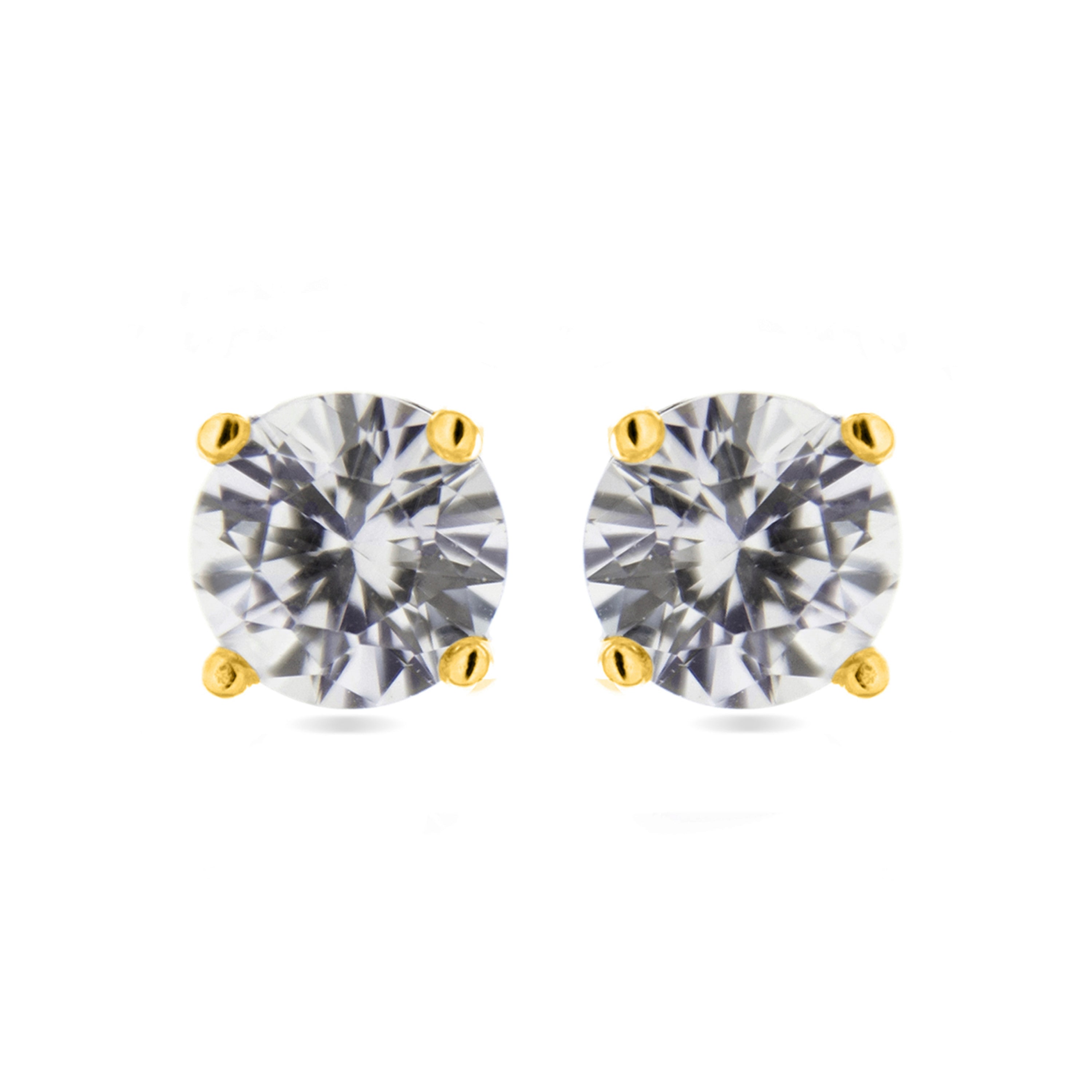 Boucles d'oreilles en argent sterling 925 avec zircon brillant finition or jaune 18K - Basique