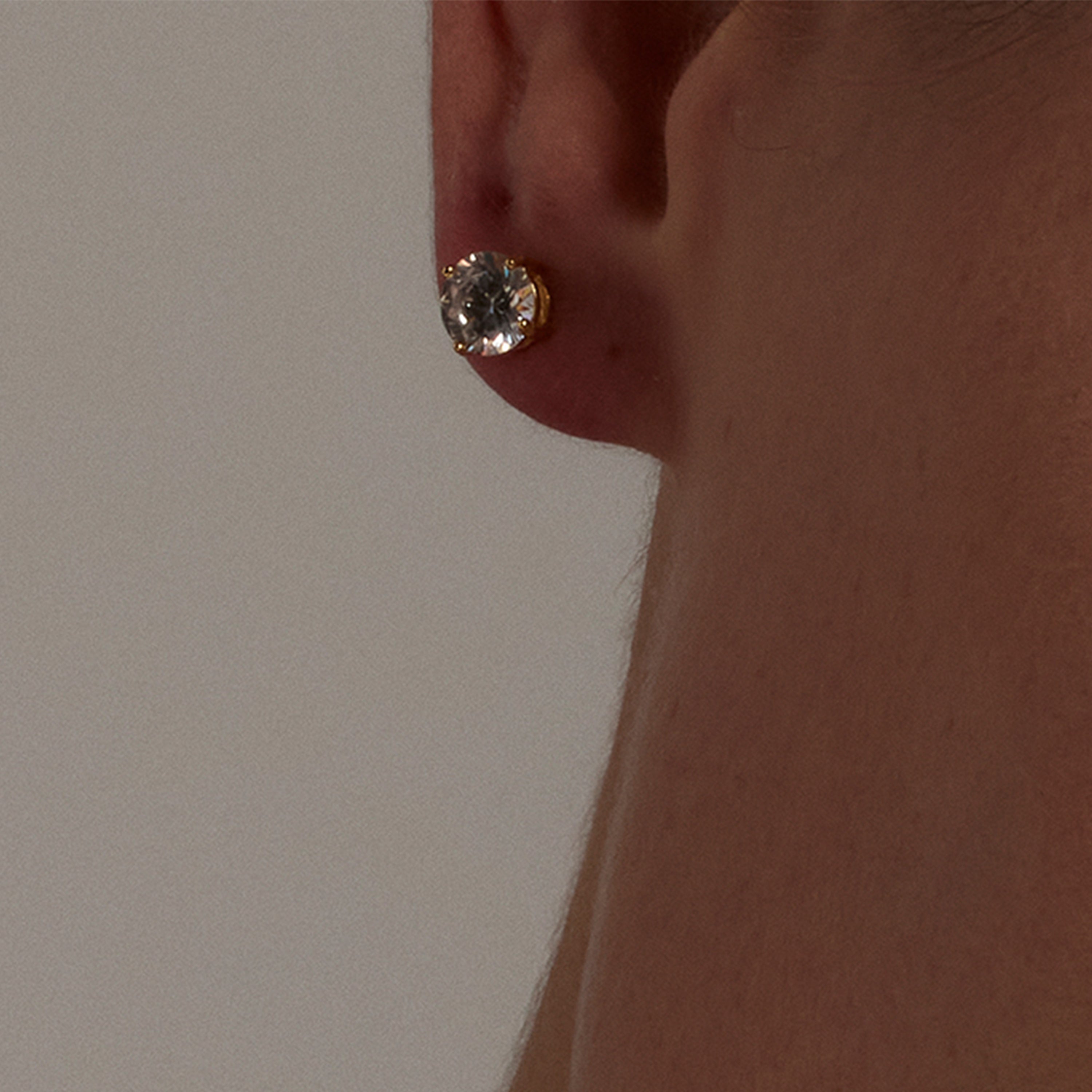 Boucles d'oreilles en argent sterling 925 avec zircon brillant finition or jaune 18K - Basique