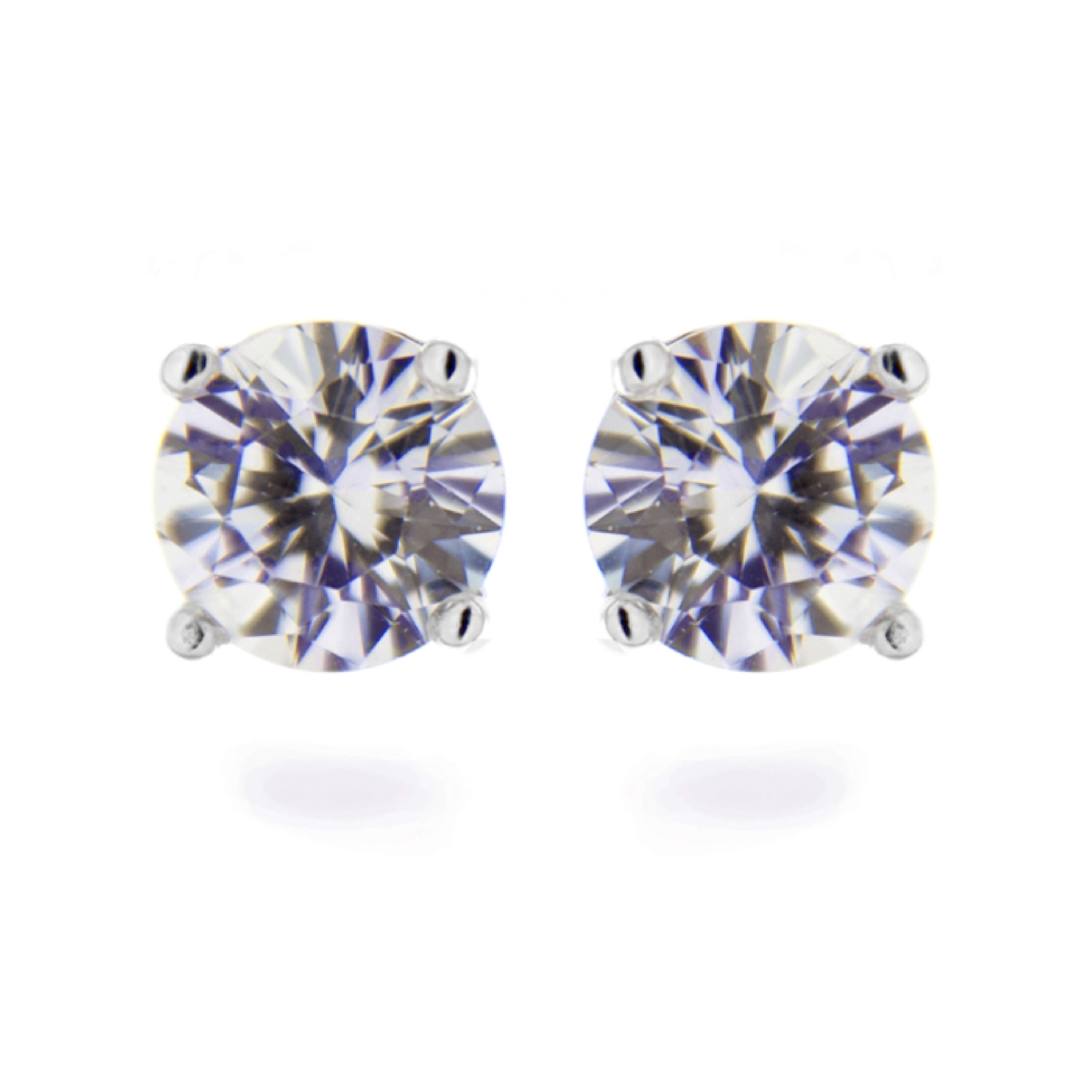 Pendientes de Plata de Ley 925 de 7mm con Circonita acabados en rodio - Básico