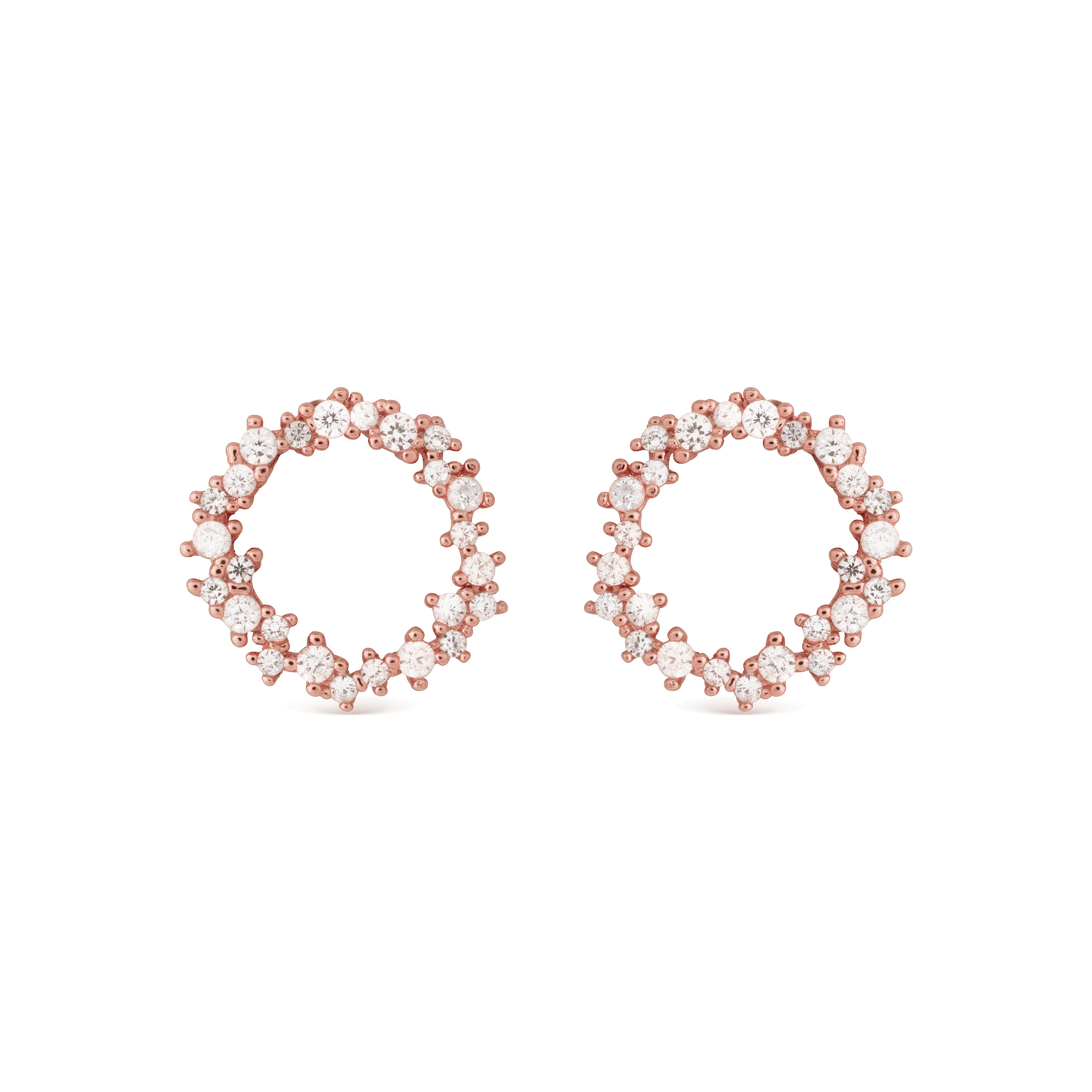 Pendientes de Plata de Ley 925 con Circonita Brillante acabados en oro rosa 18K - Thilak