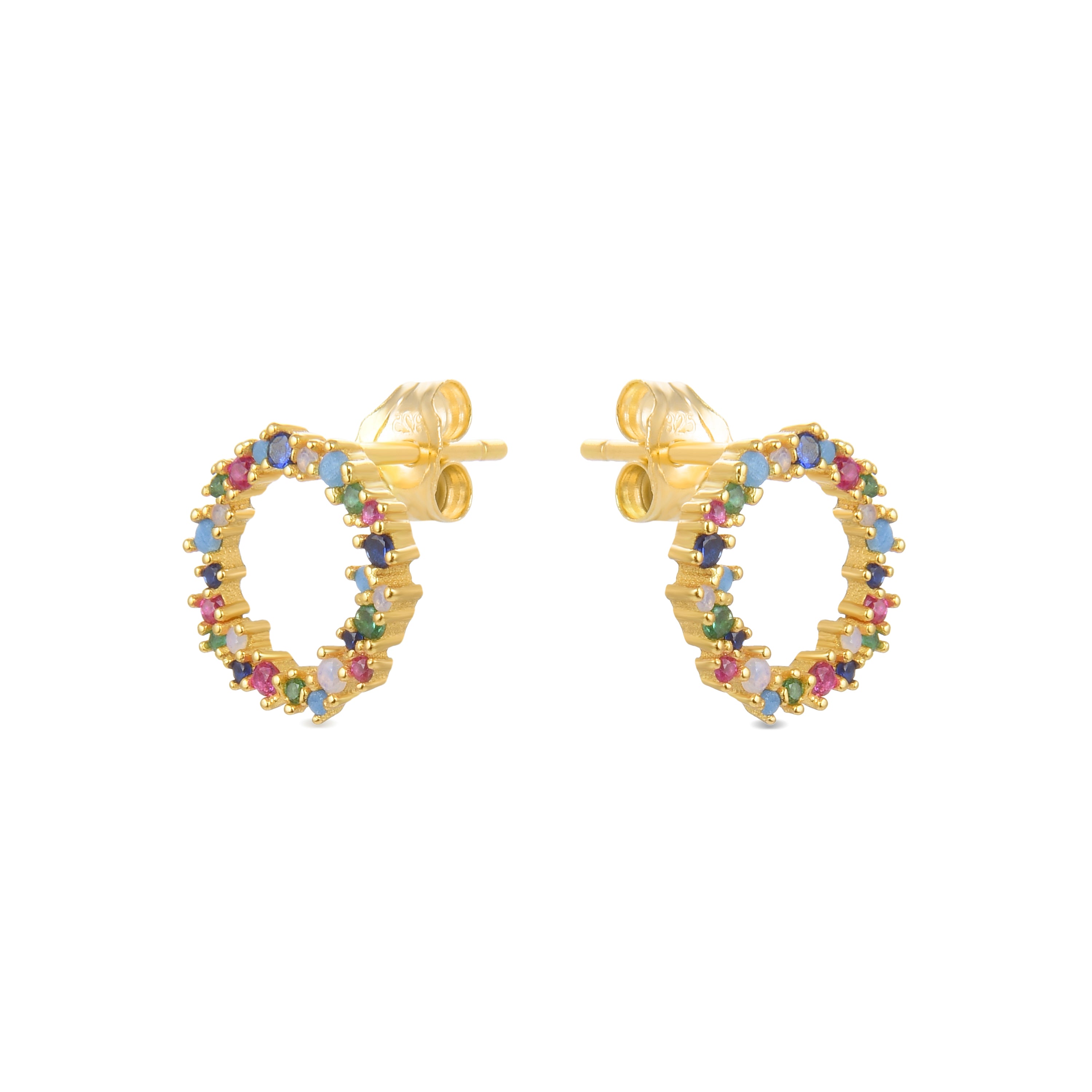 Brincos de Prata de Lei 925 com Zircónia Multicolor acabados em ouro amarelo 18K - Thilak