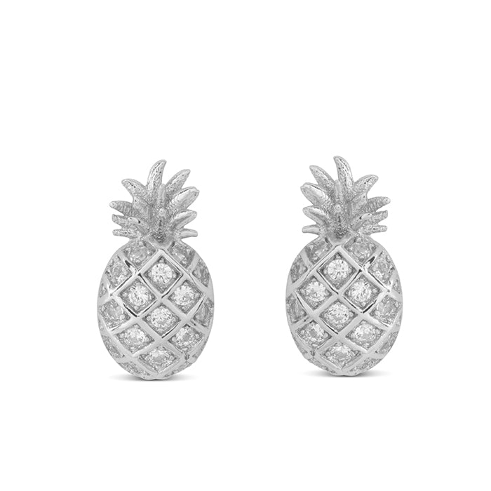 Pendientes Pineapple Plata y Circonita Brillante