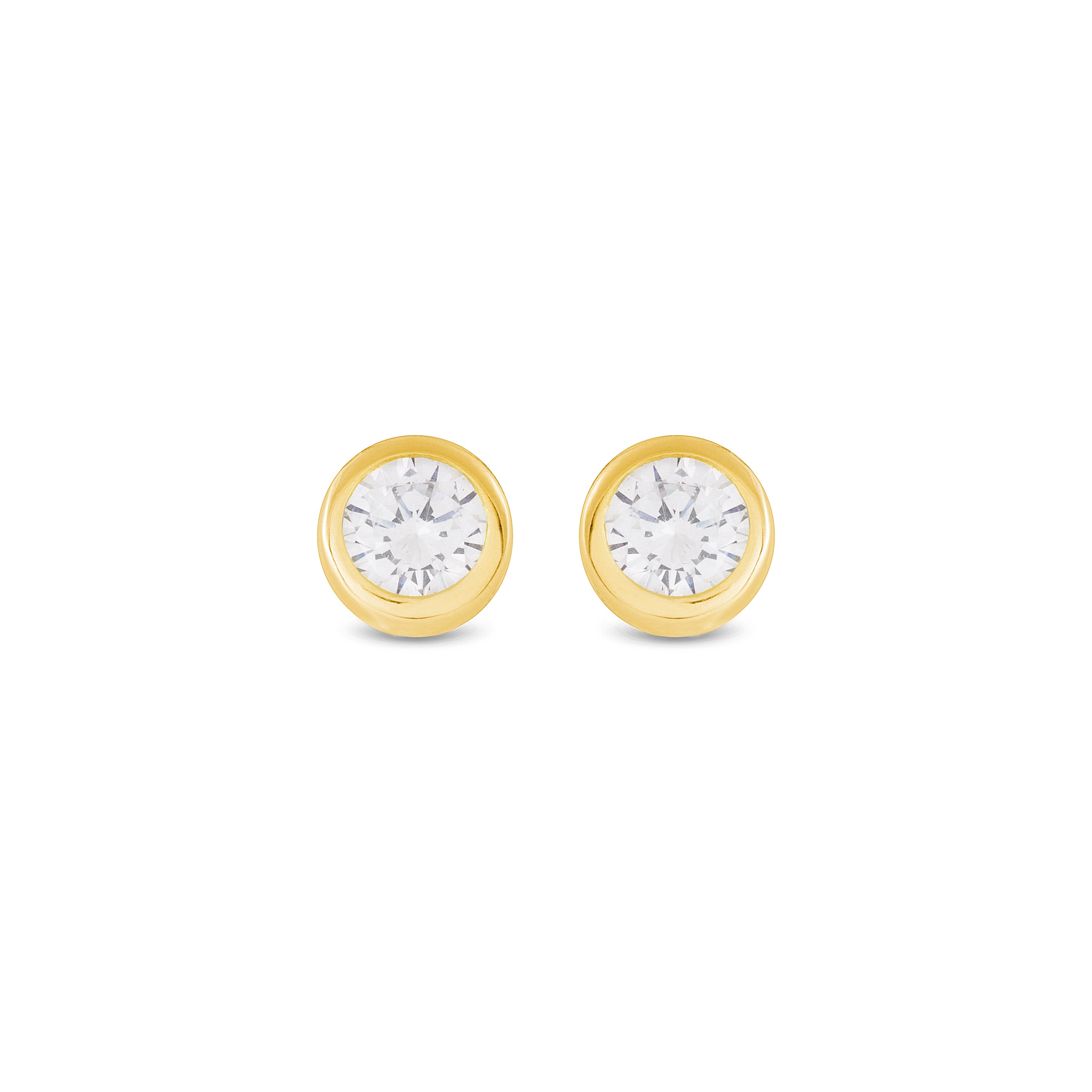 Boucles d'oreilles en argent sterling 925 avec zircon brillant finition or jaune 18K - Imrak