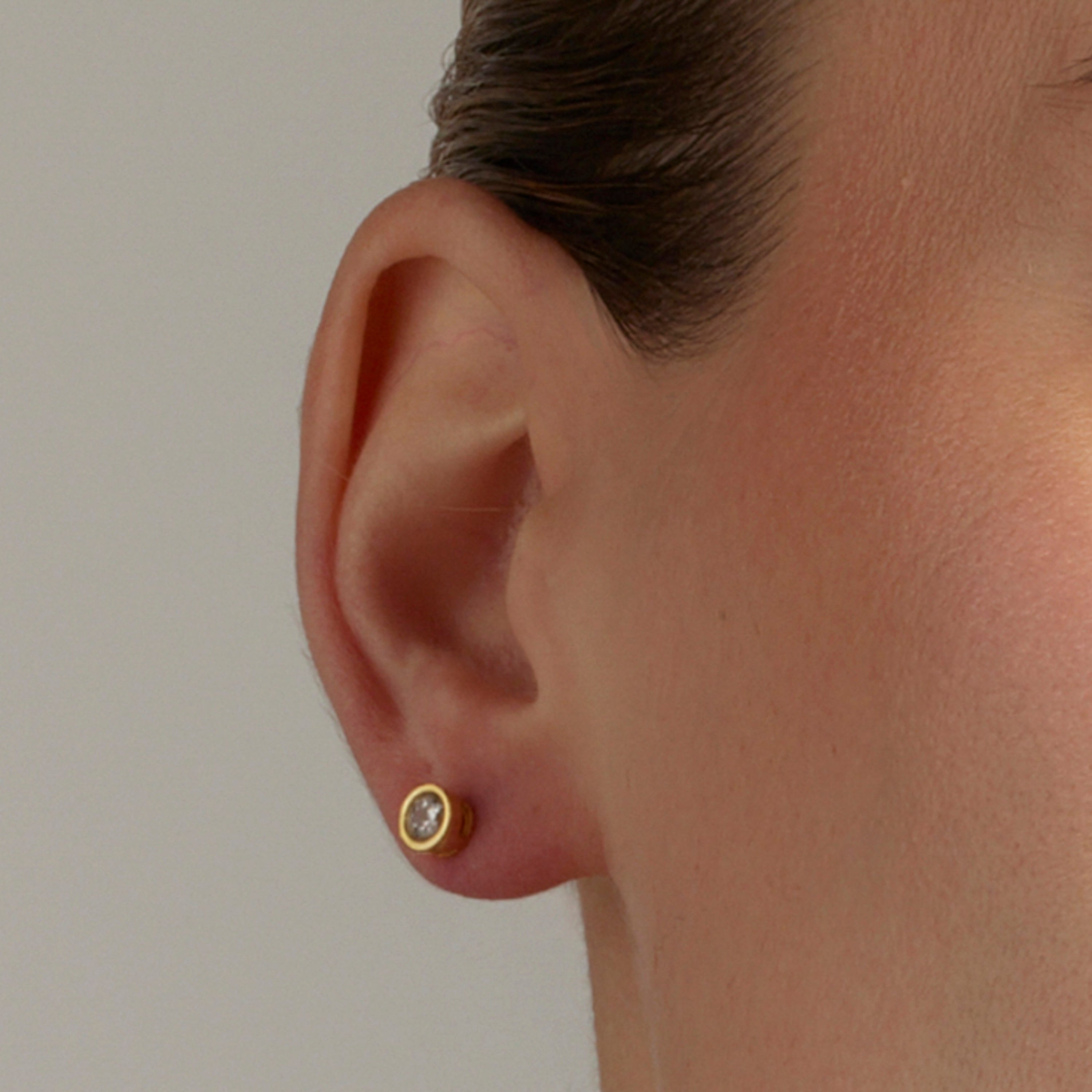 925 Sterling Silver Earrings with Brilliant Zirconia finished in 18K yellow gold - Imrak