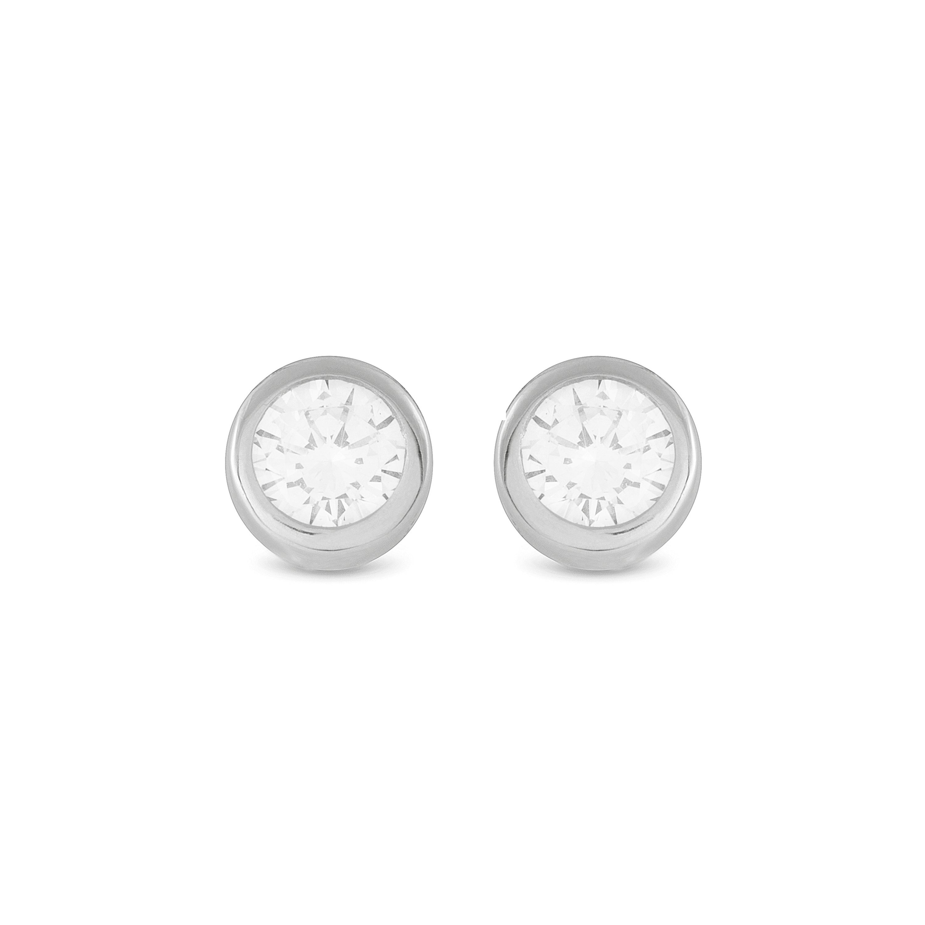Pendientes de Plata de Ley 925 de 7mm con Circonita Brillante acabados en rodio - Imrak