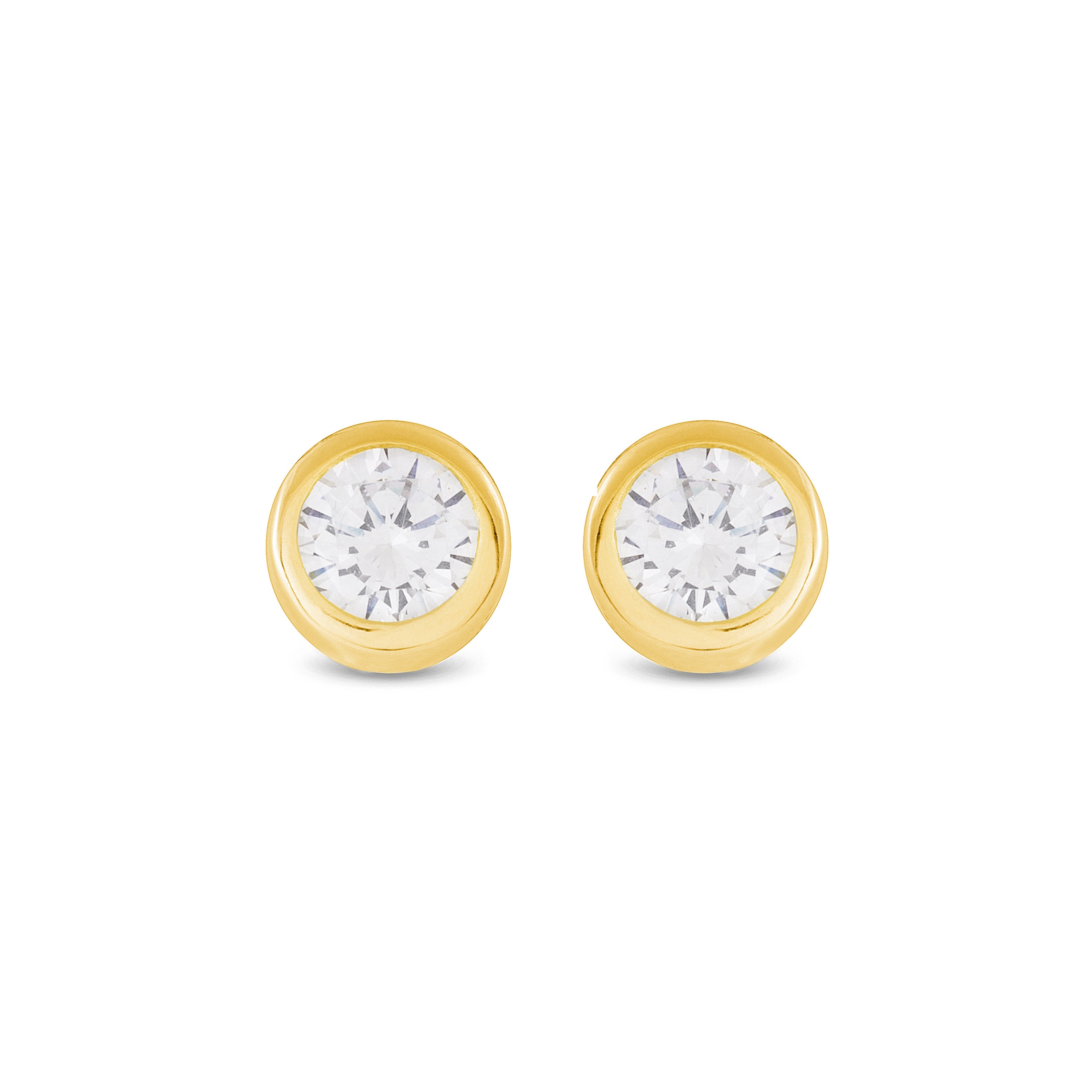 Boucles d'oreilles en argent sterling 925 avec zircon brillant finition or jaune 18K - Imrak