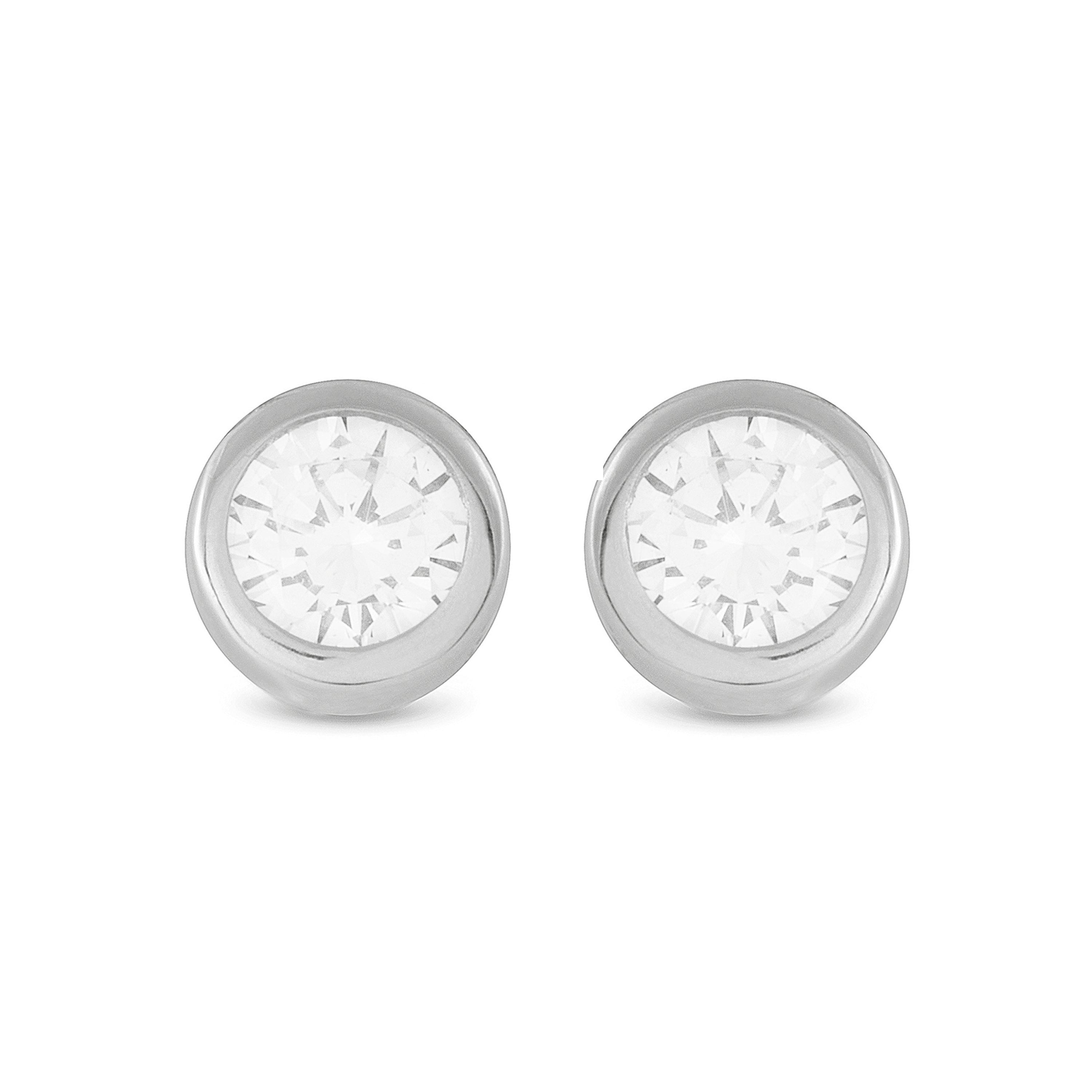 Boucles d'oreilles en argent sterling 925 de 8mm avec zirconium finition rhodium - Imrak