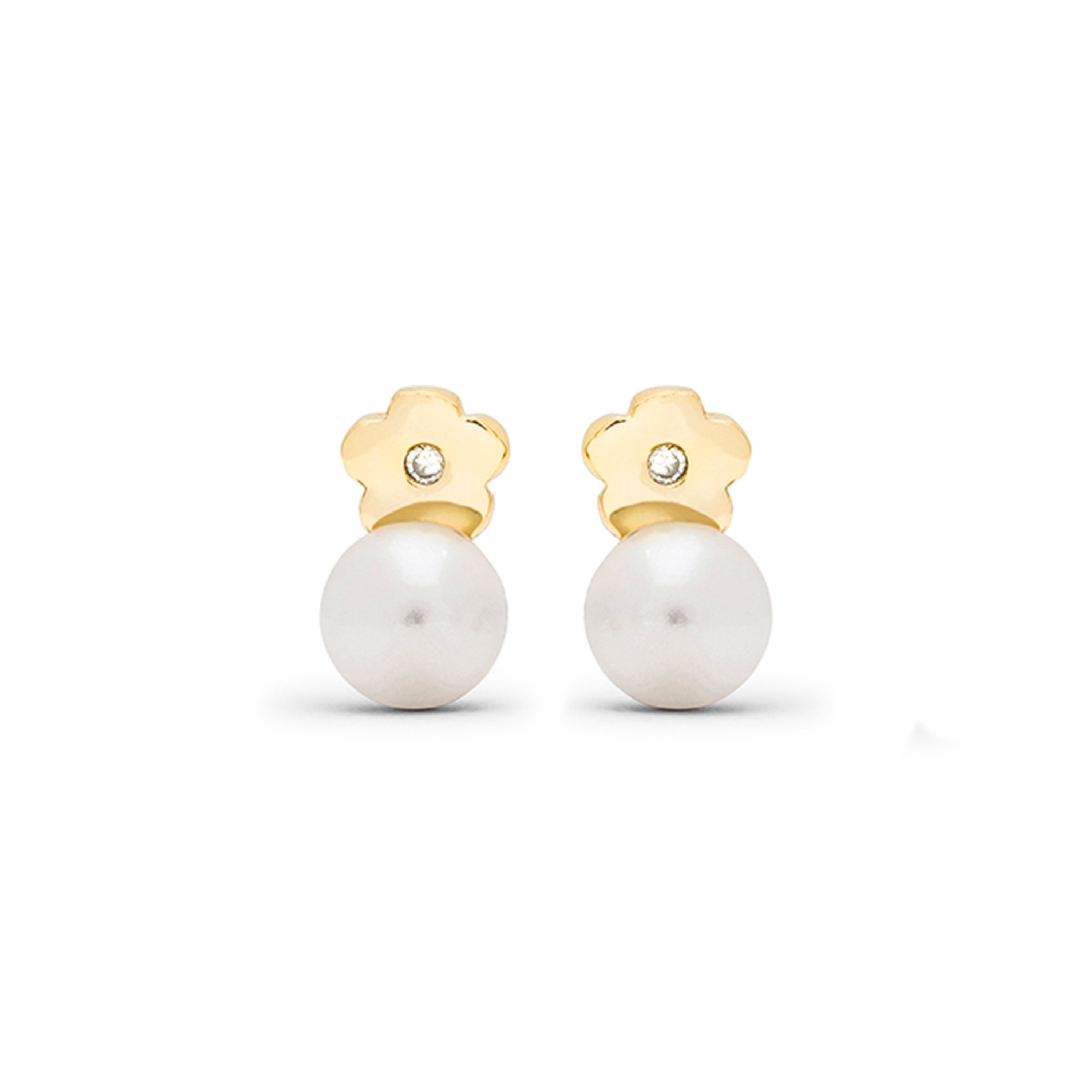 Orecchini in Argento Sterling 925 con Perla Bianca finiti in oro giallo 18K - Zuga