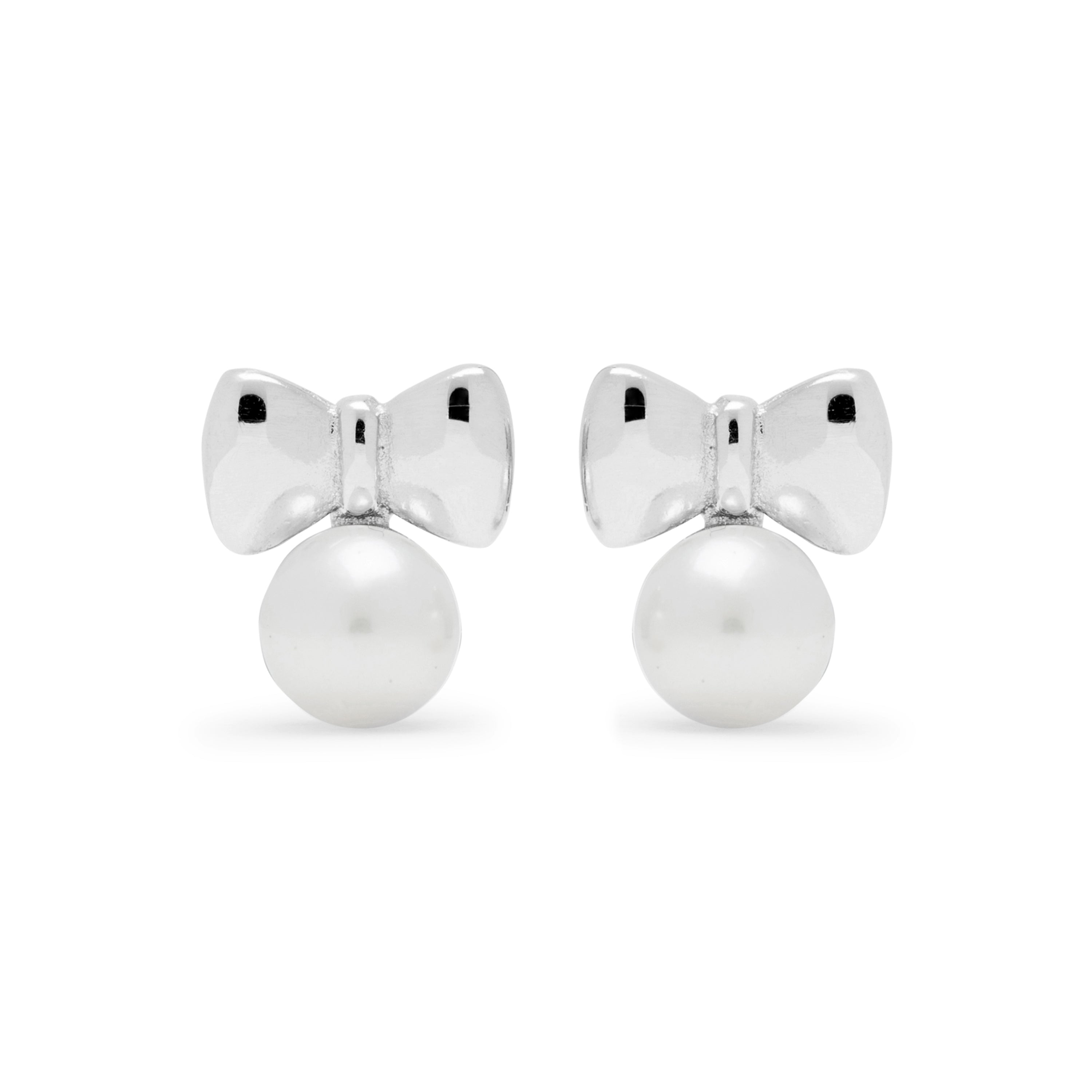 Pendientes de Plata de Ley 925 con Perla Blanca acabados en rodio - Bolmash