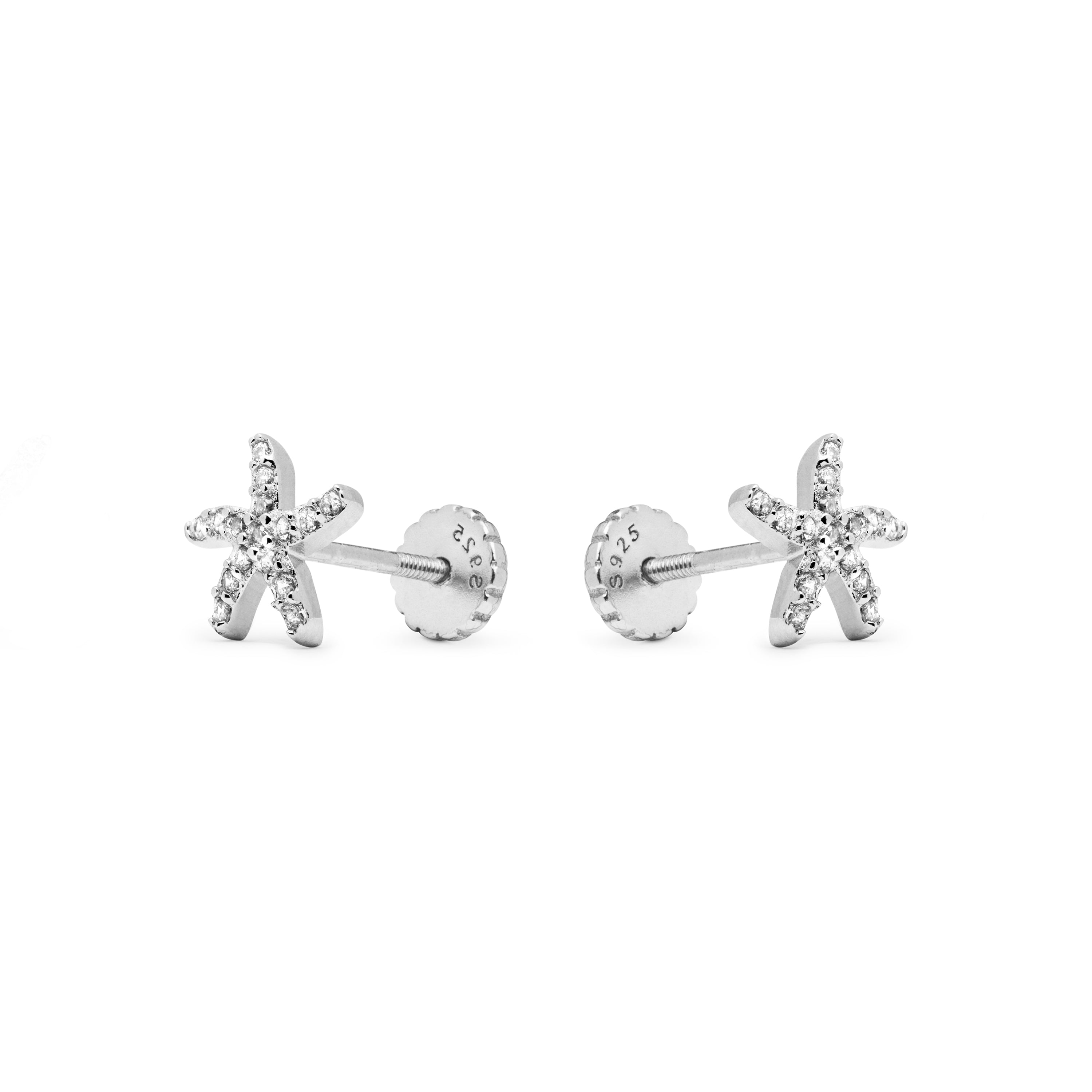 925 Sterling Silver Earrings with Brilliant Zirconia finished in Rhodium - Lamya