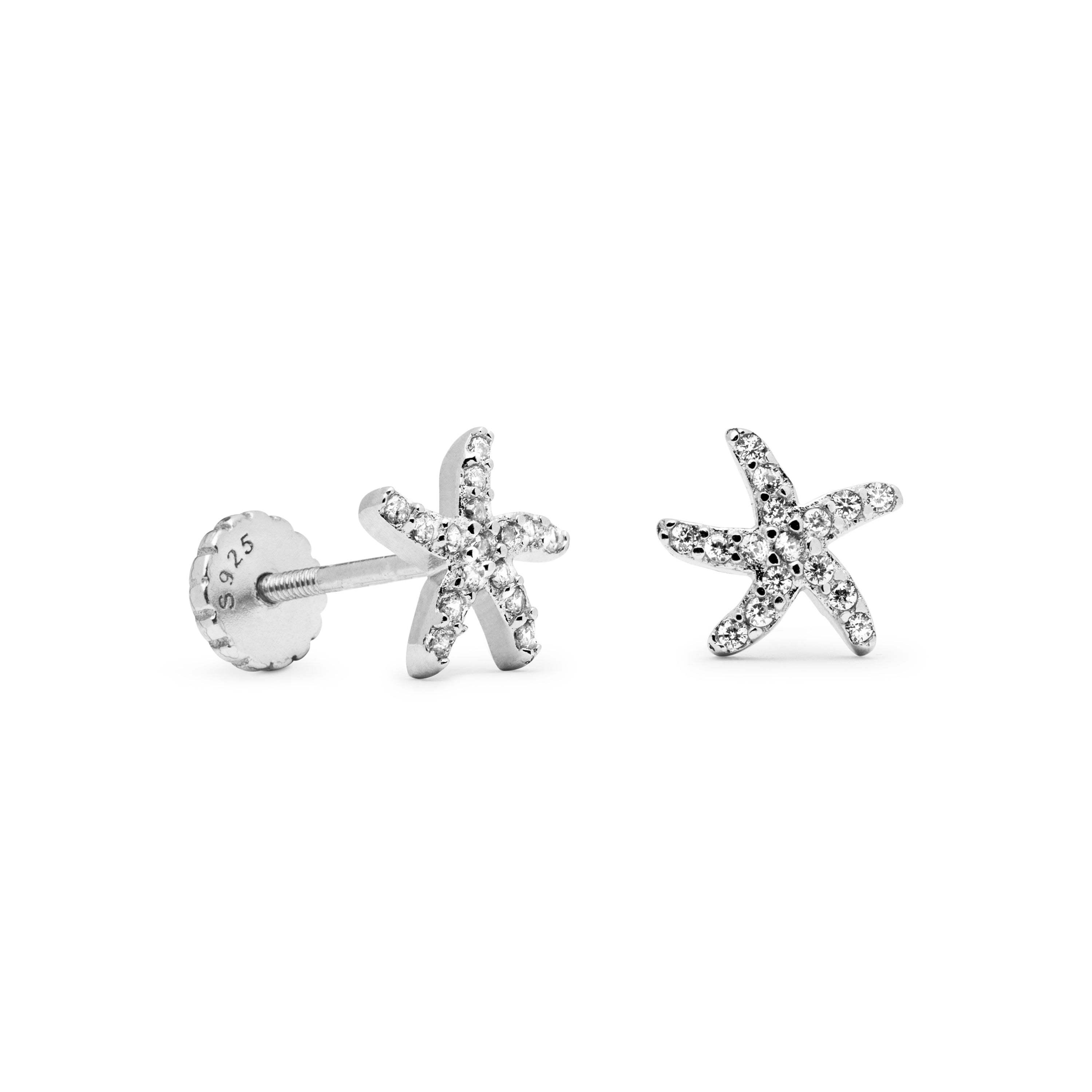 925 Sterling Silver Earrings with Brilliant Zirconia finished in Rhodium - Lamya
