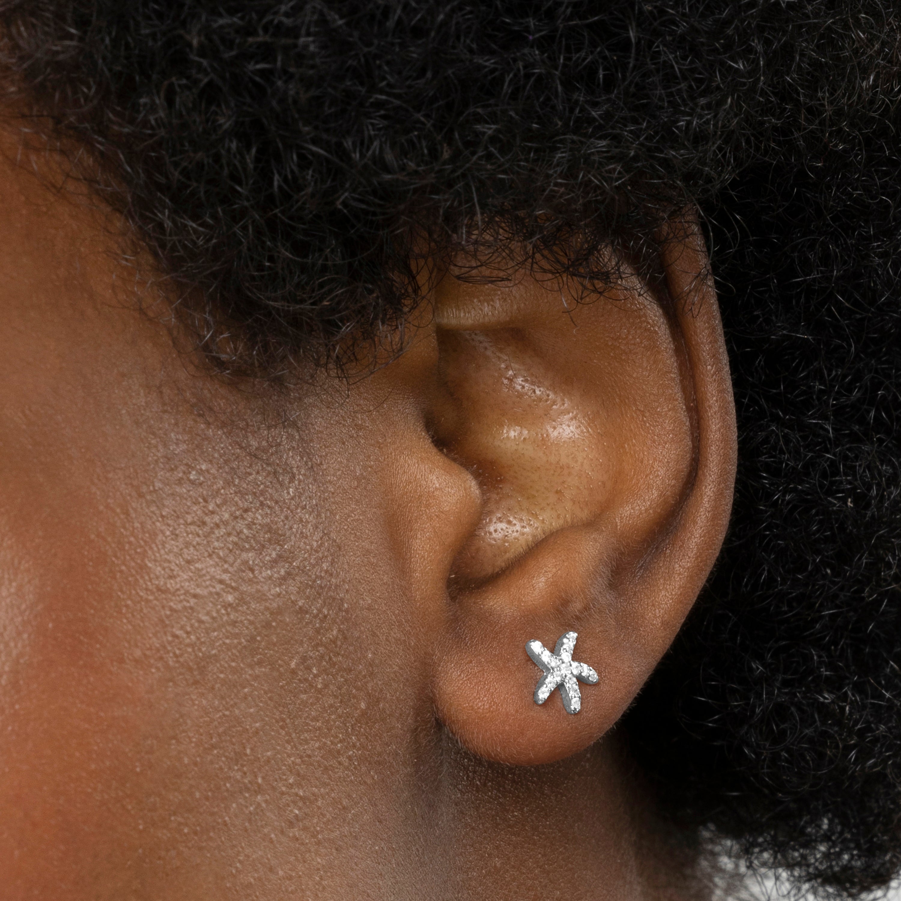 925 Sterling Silver Earrings with Brilliant Zirconia finished in Rhodium - Lamya