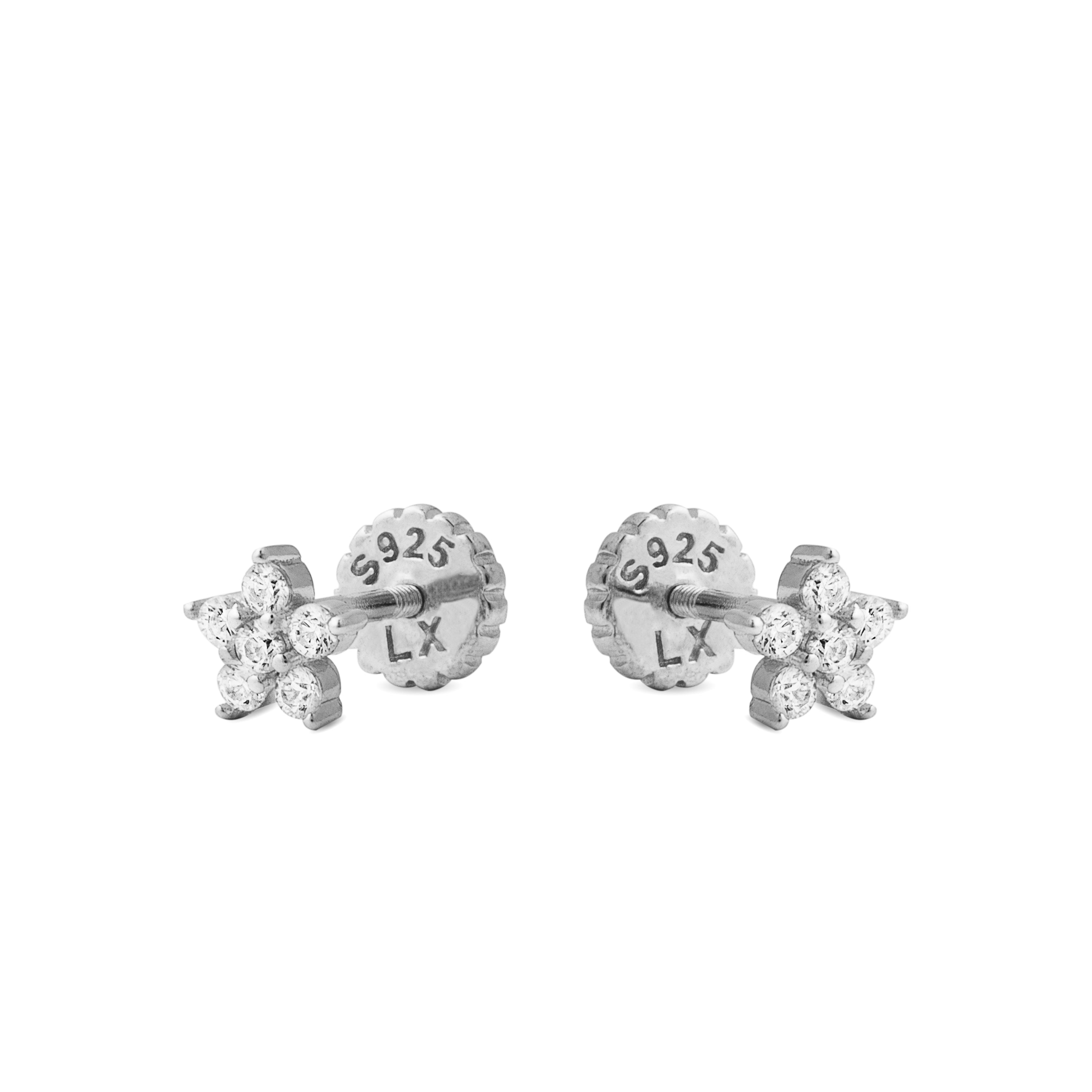 Boucles d'oreilles en argent sterling 925 avec zircon brillant finition rhodiée - Anba