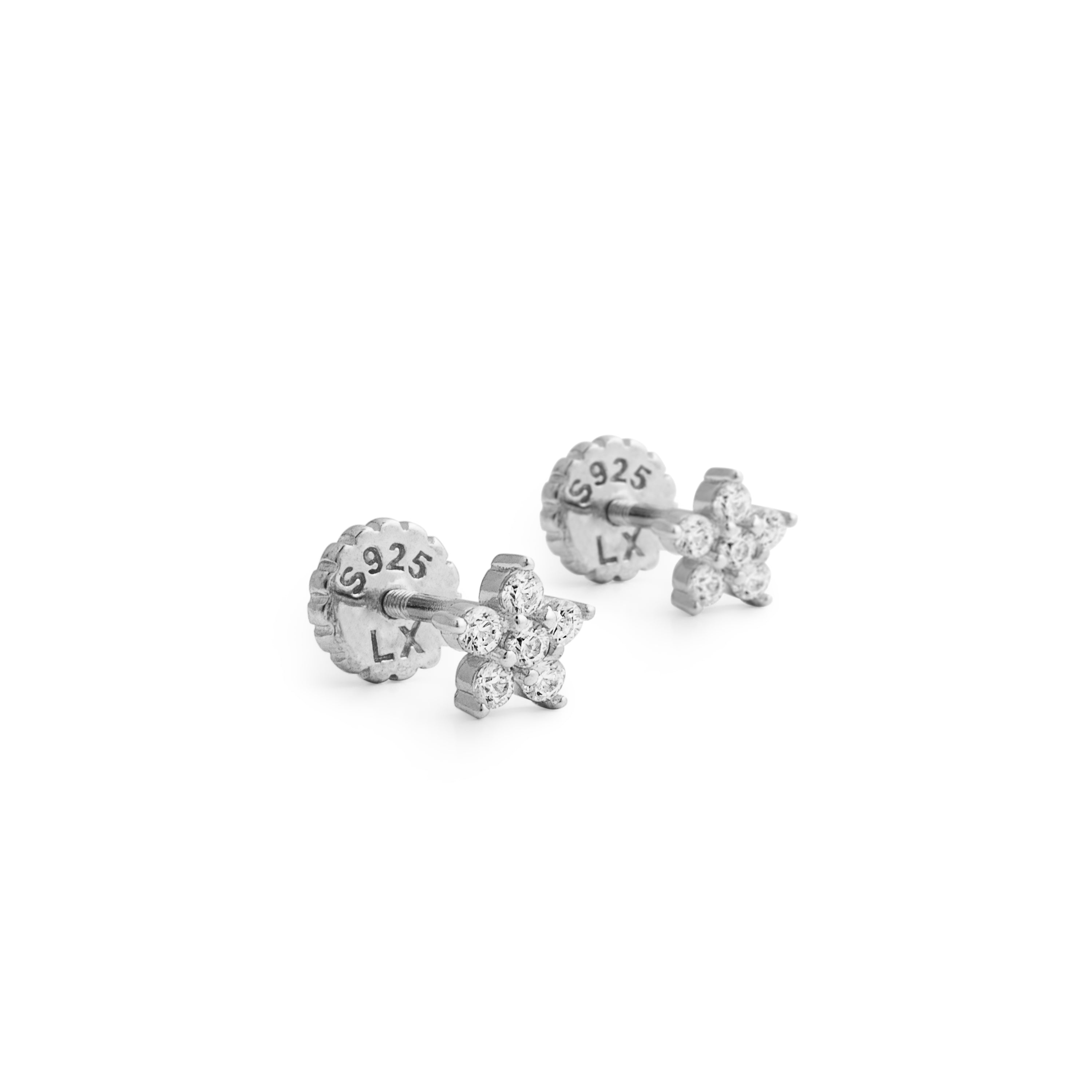 Boucles d'oreilles en argent sterling 925 avec zircon brillant finition rhodiée - Anba