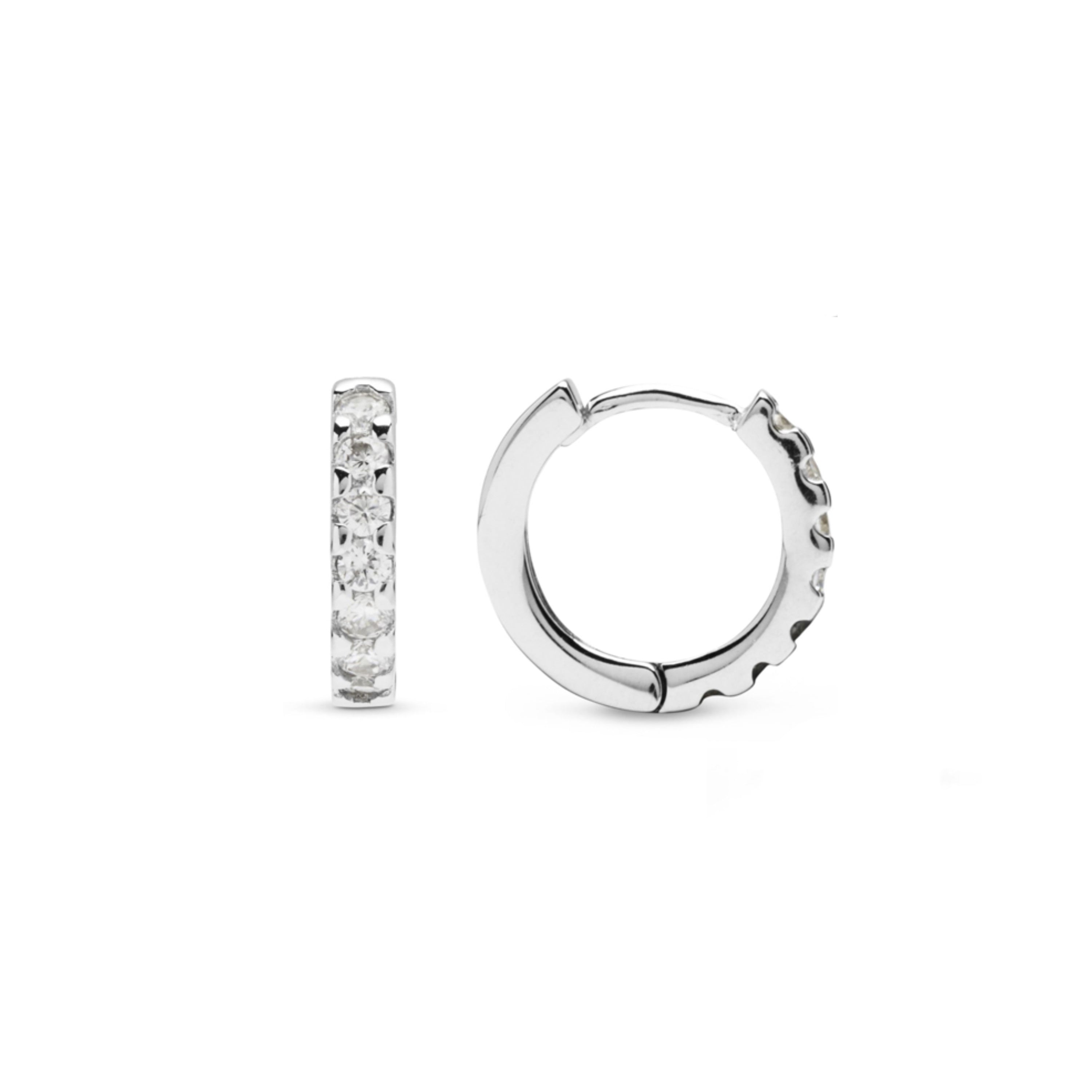 Pendientes de 9mm de Plata de Ley 925 con Circonita Brillante acabados en rodio - Meri