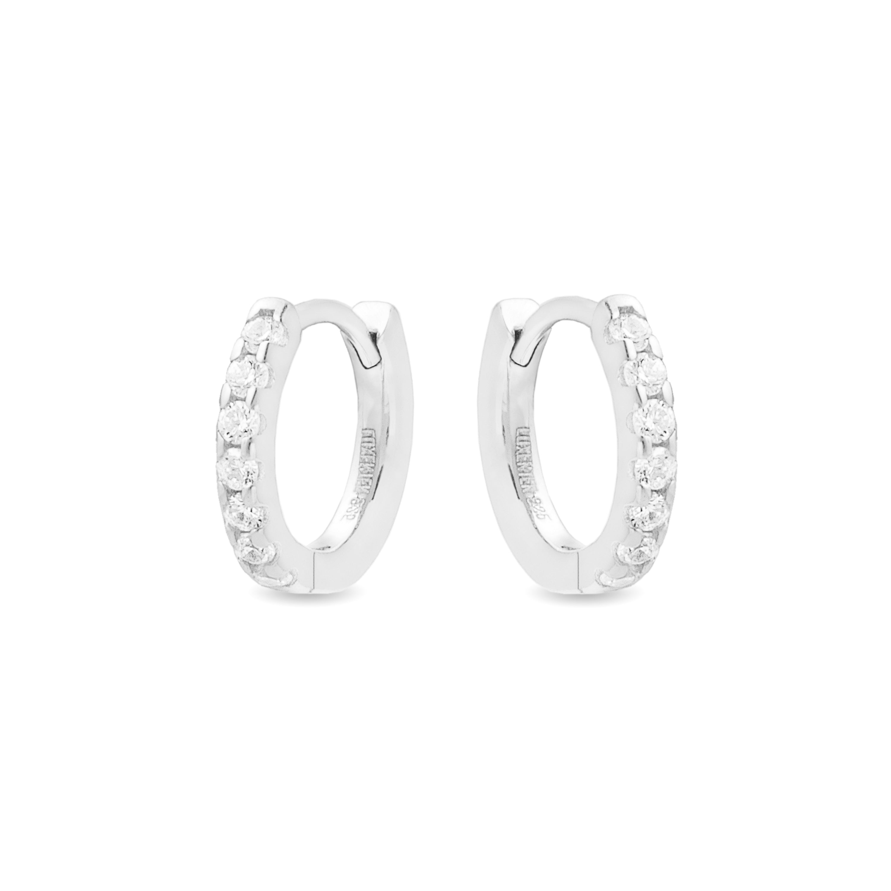 Orecchini da 9mm in Argento Sterling 925 con Zirconia Brillante finiture in rodio - Meri