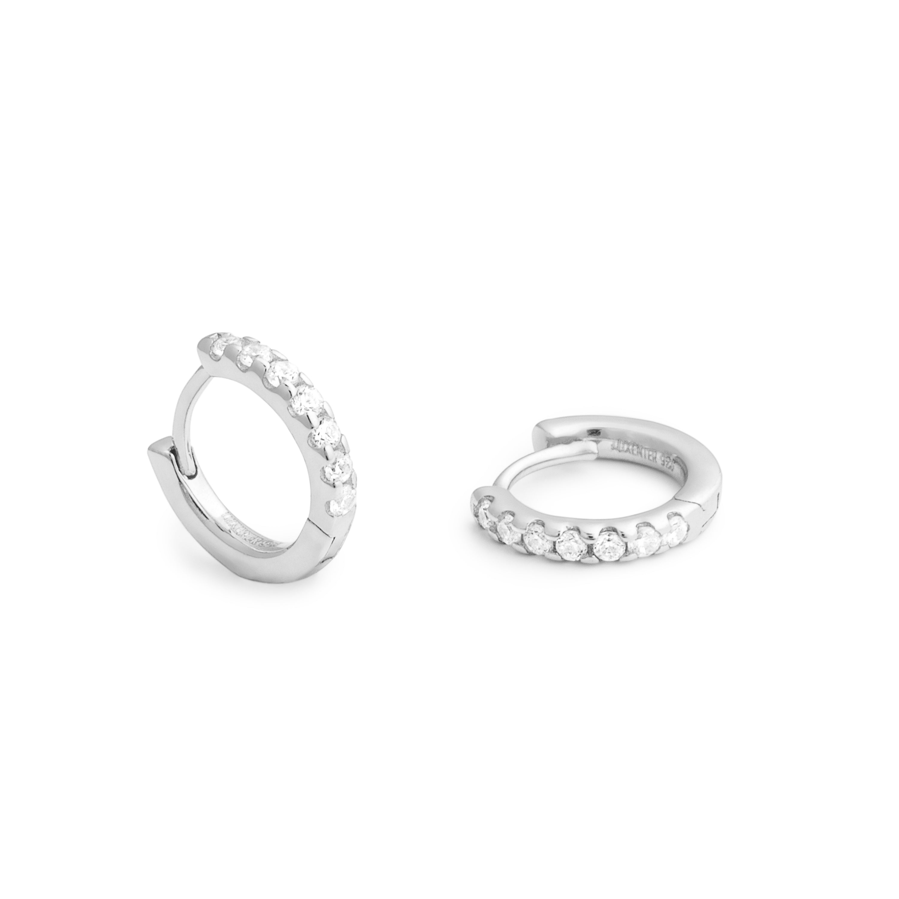 Orecchini da 9mm in Argento Sterling 925 con Zirconia Brillante finiture in rodio - Meri