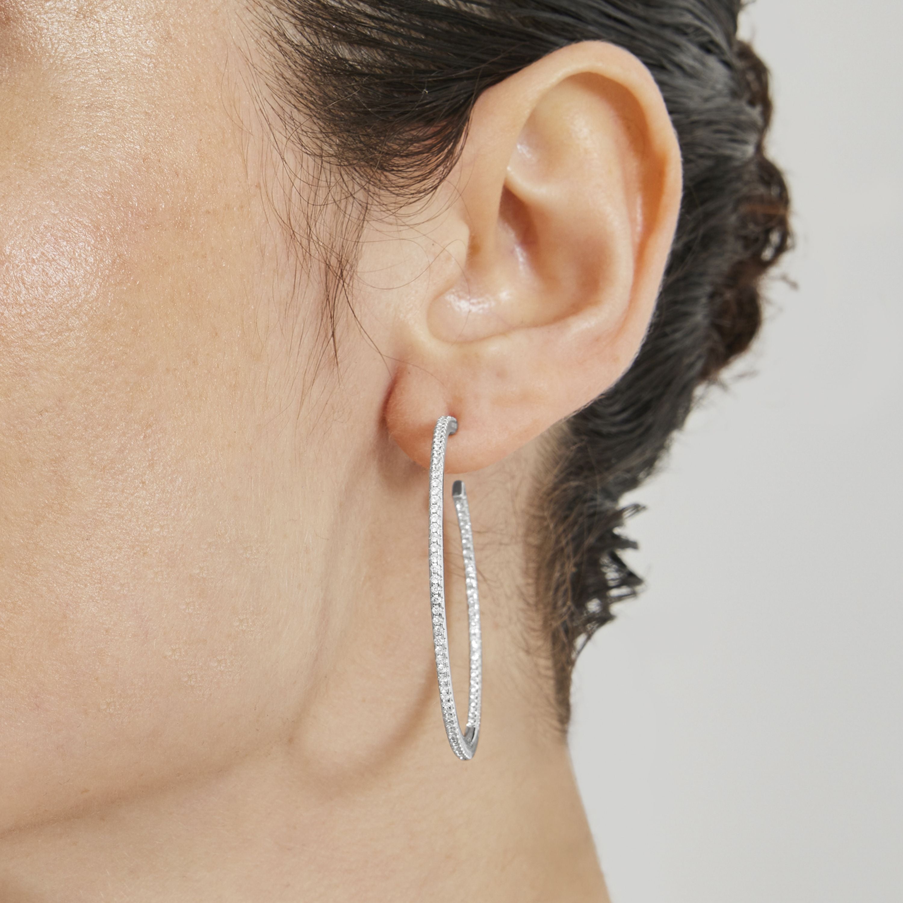 24mm Earrings of 925 Sterling Silver with Bright Cubic Zirconia Rhodium Finish - Xoma