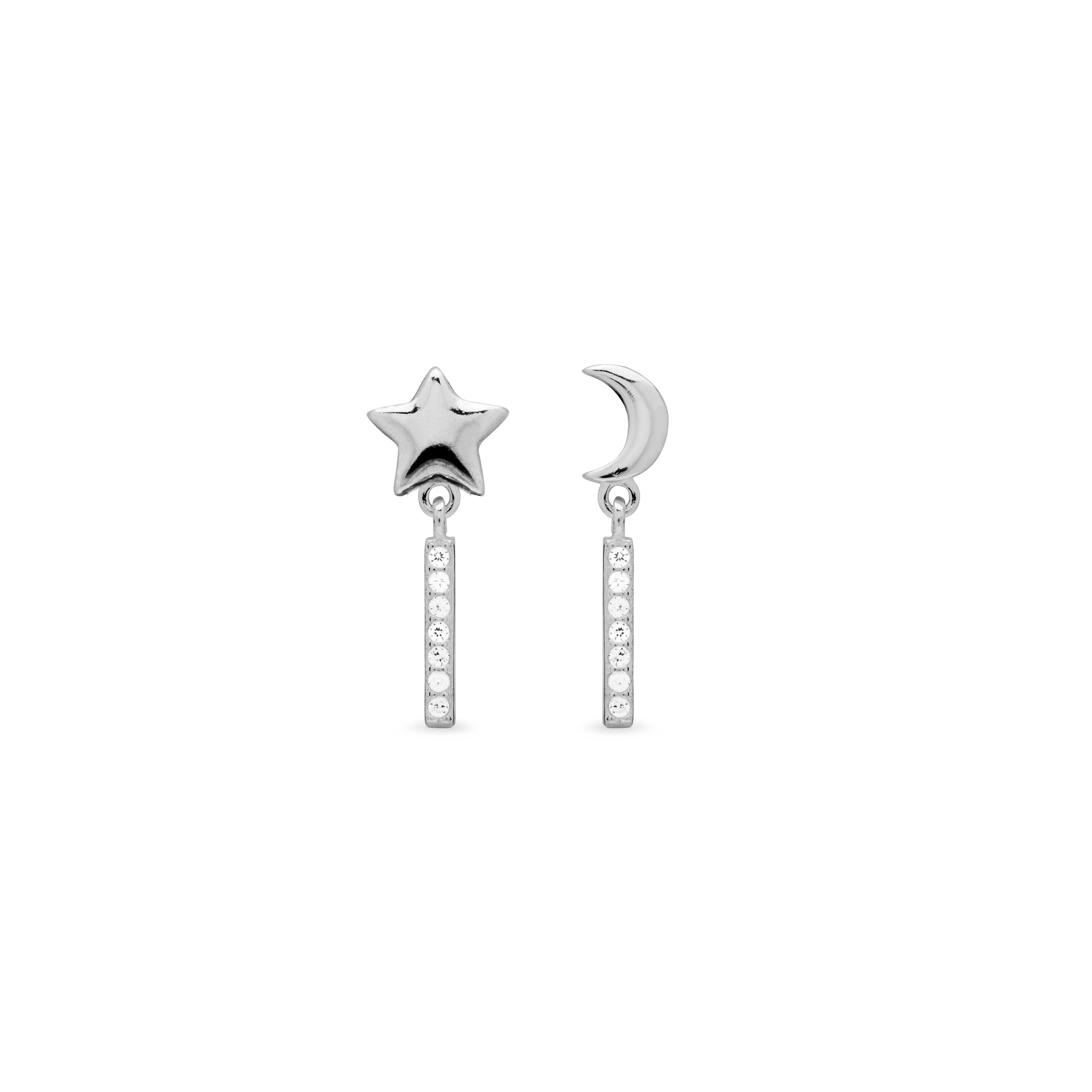 925 Sterling Silver Earrings with Brilliant Zirconia finished in Rhodium - Nelan