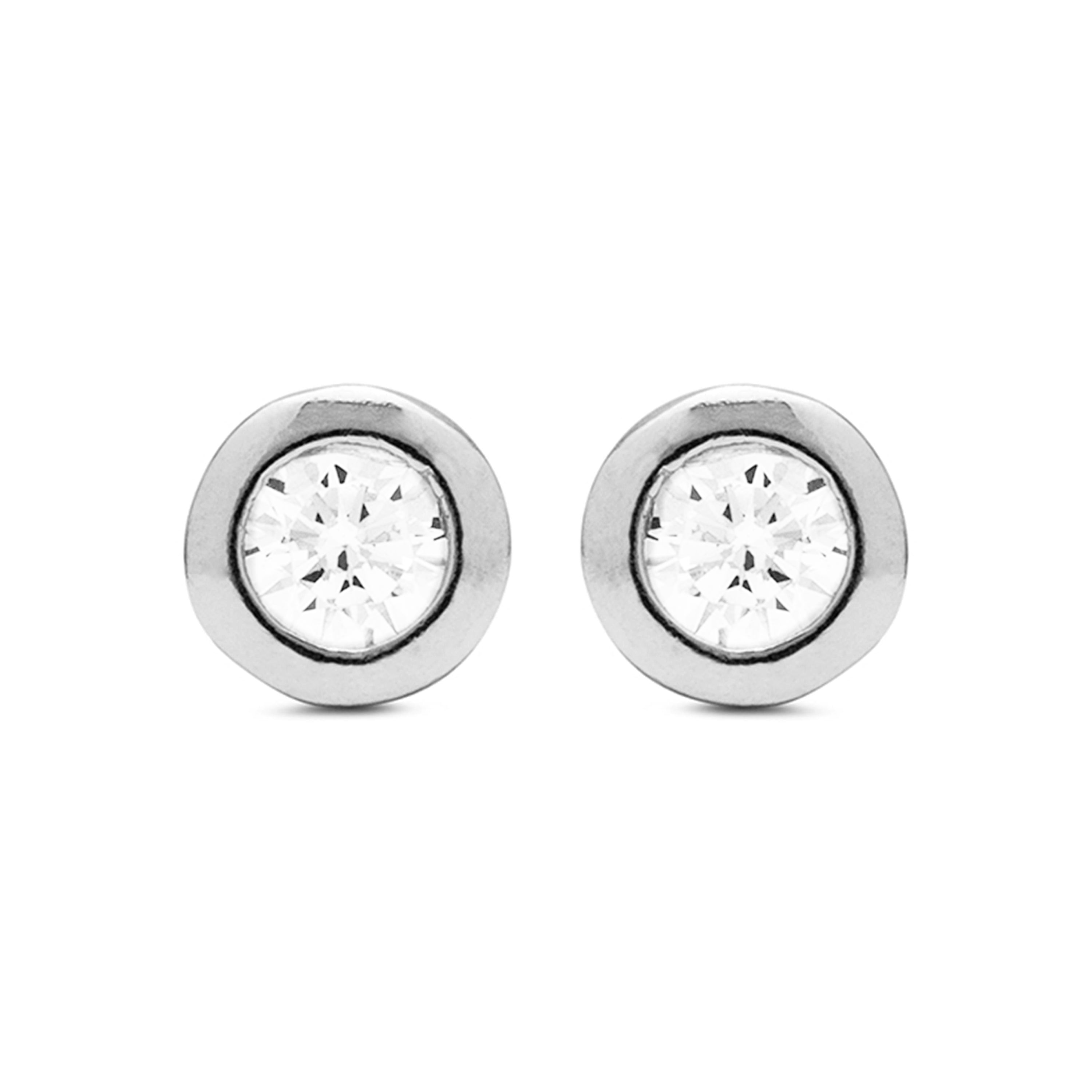 Boucles d'oreilles en argent sterling 925 avec zircon brillant finition rhodiée - Zaja