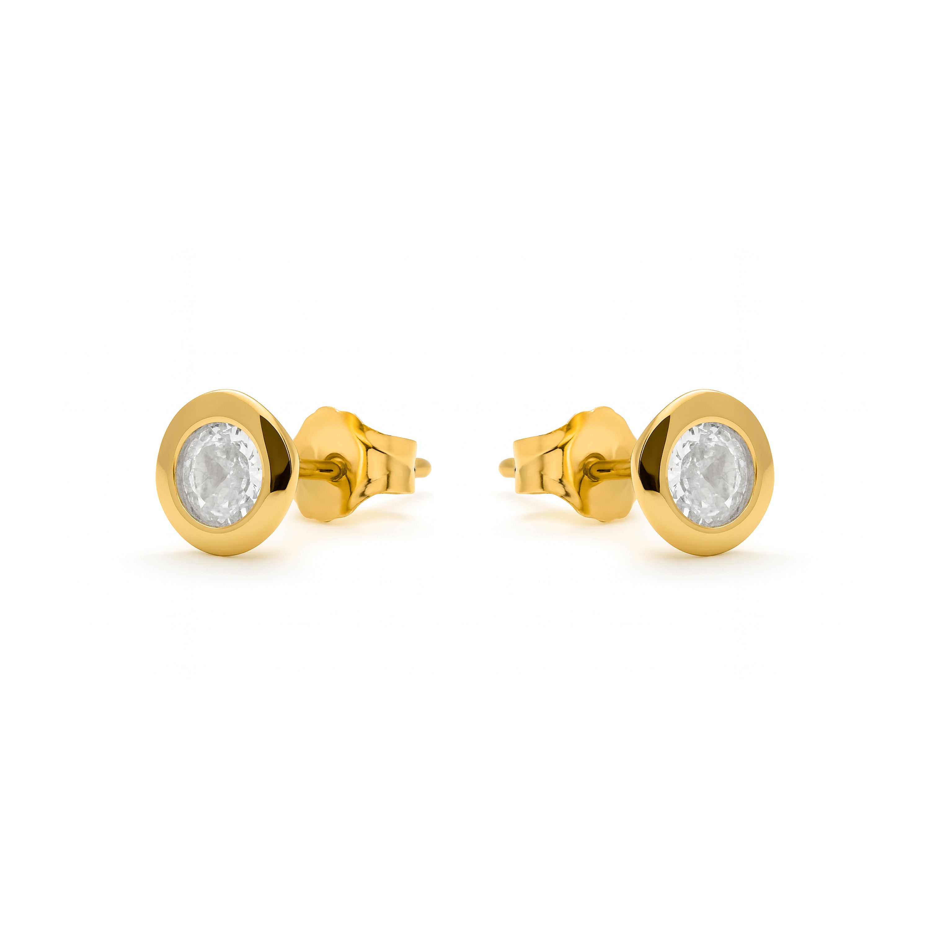 Boucles d'oreilles en argent sterling 925 avec zircon brillant finition or 18k - Zaja