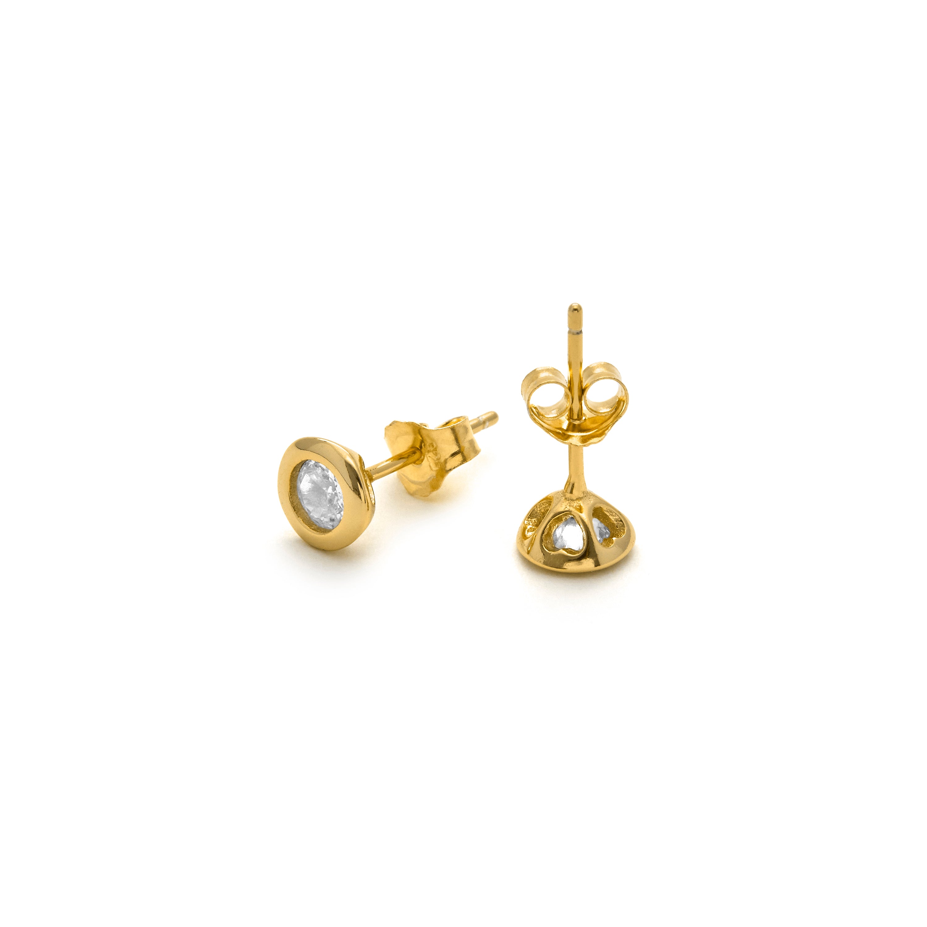 Boucles d'oreilles en argent sterling 925 avec zircon brillant finition or 18k - Zaja
