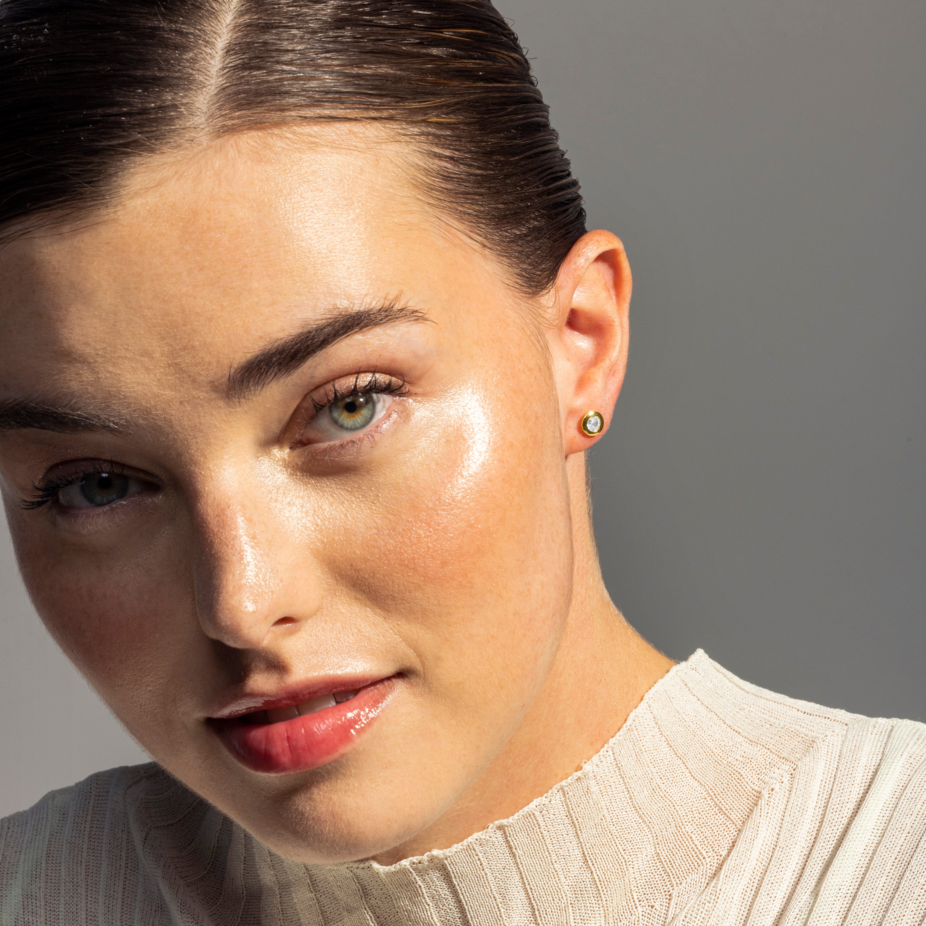 Boucles d'oreilles en argent sterling 925 avec zircon brillant finition or 18k - Zaja