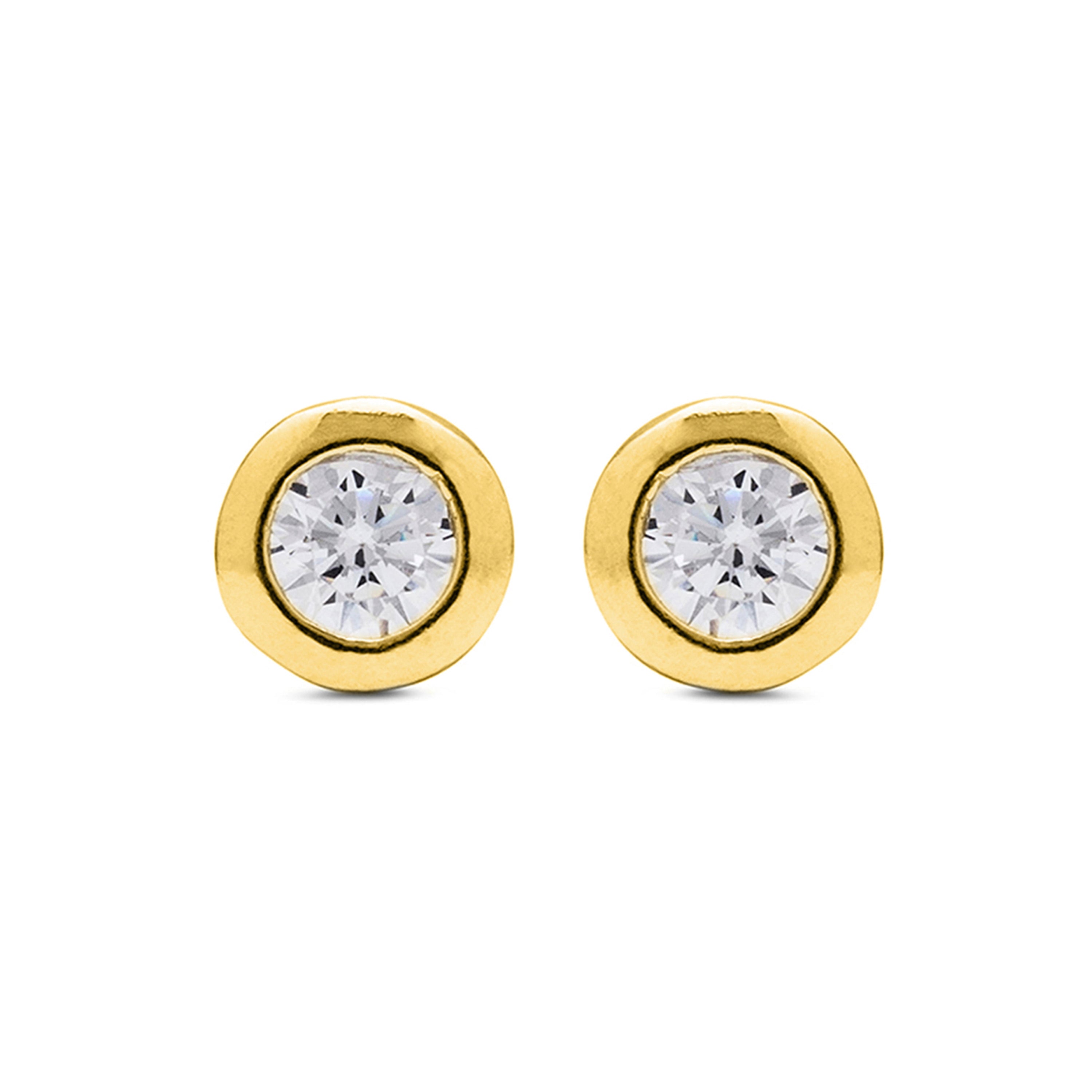 Boucles d'oreilles en argent sterling 925 avec zircon brillant finition or jaune 18K - Zaja