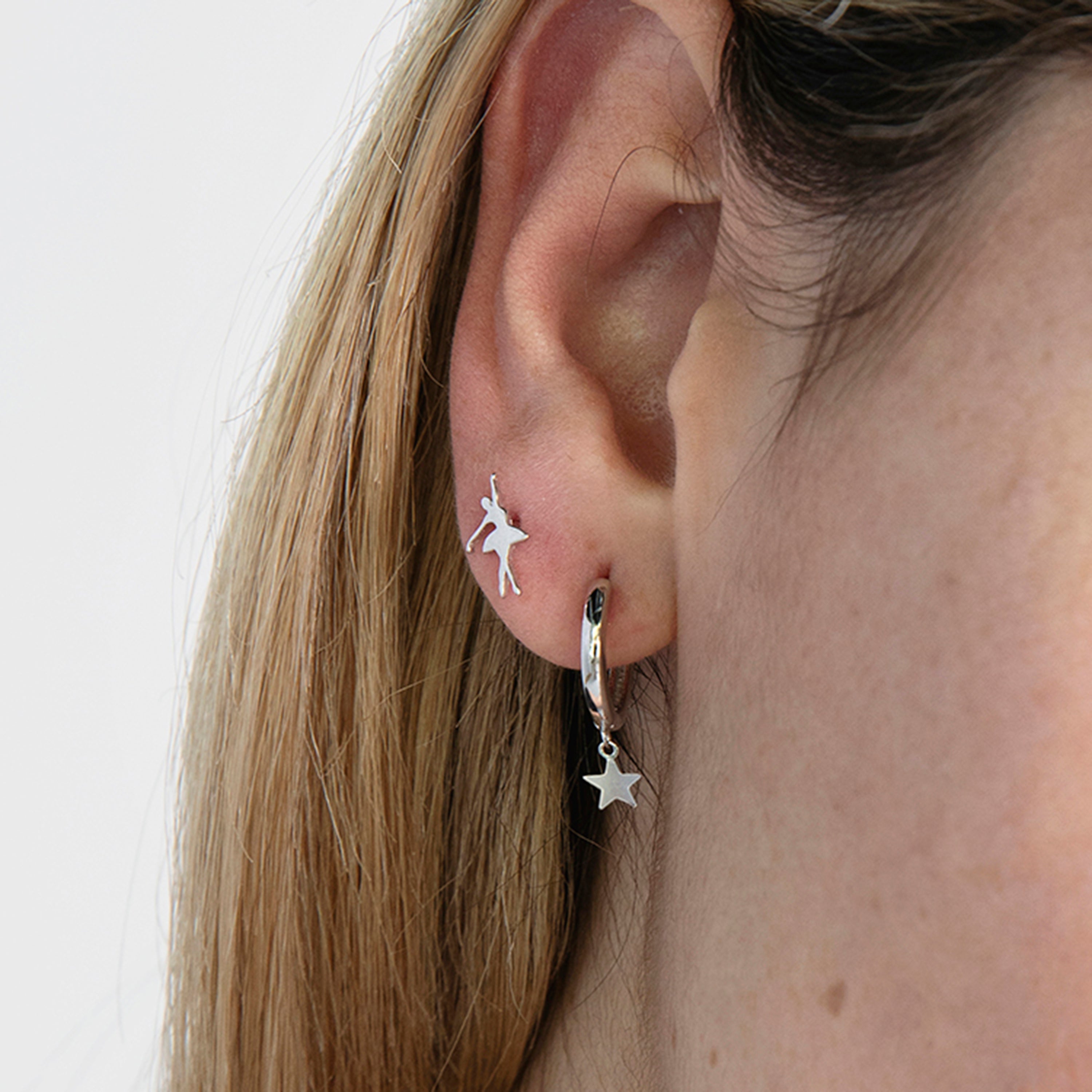 Orecchini in Argento Sterling 925 finiti in rodio - Stella