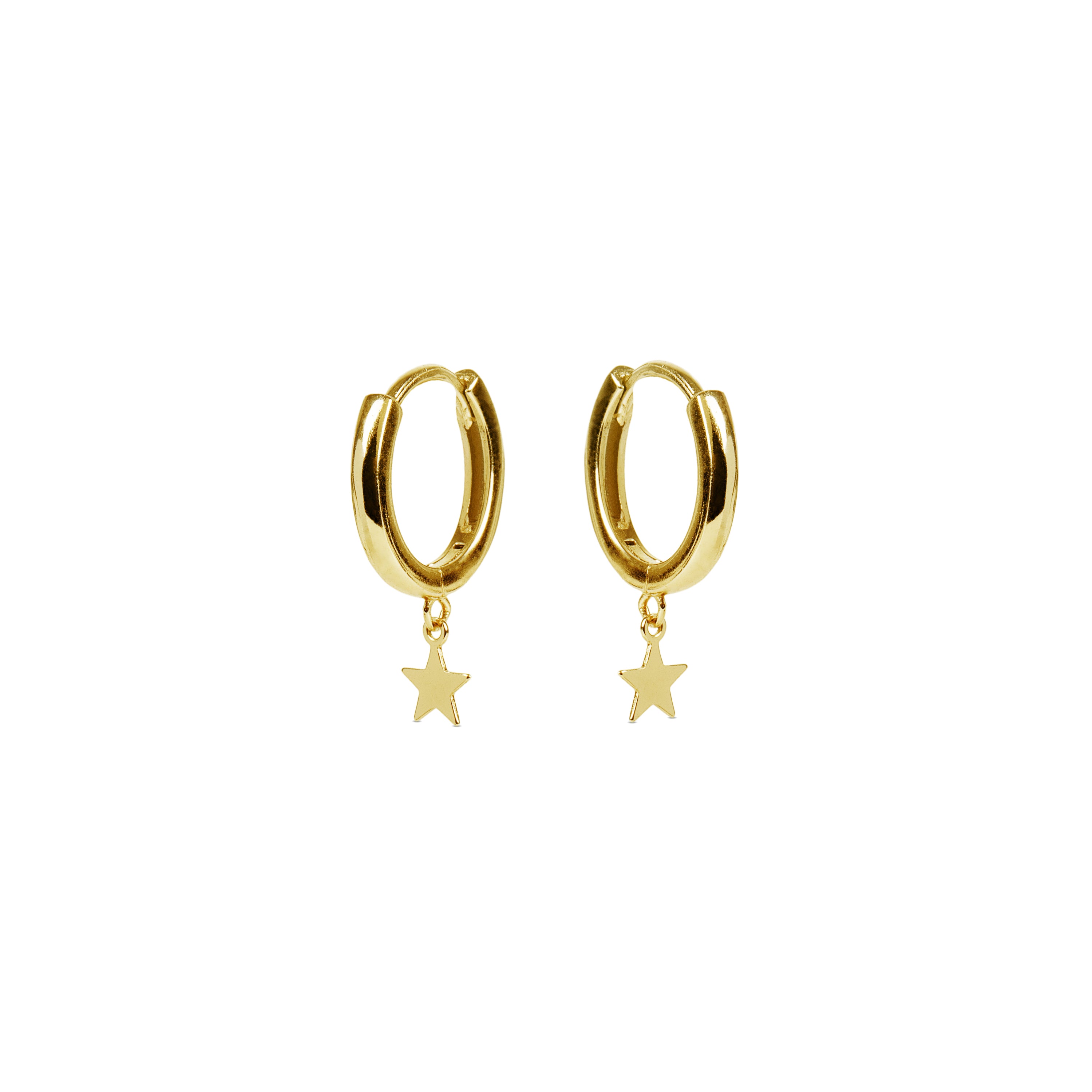 Brincos de Prata de Lei 925 acabados em ouro amarelo 18K - Estrela