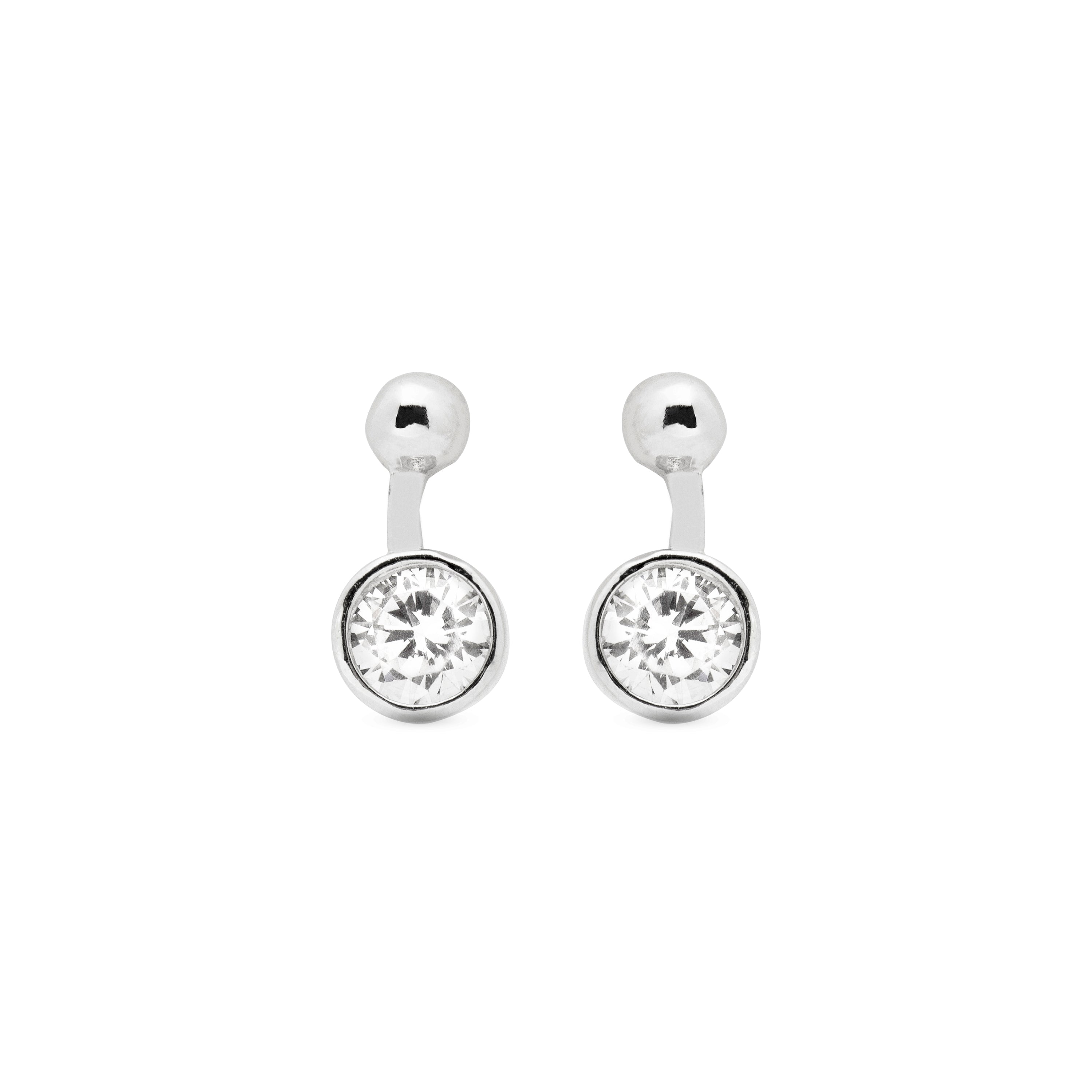 Boucles d'oreilles en argent sterling 925 avec zircon brillant finition rhodiée - Wigadel