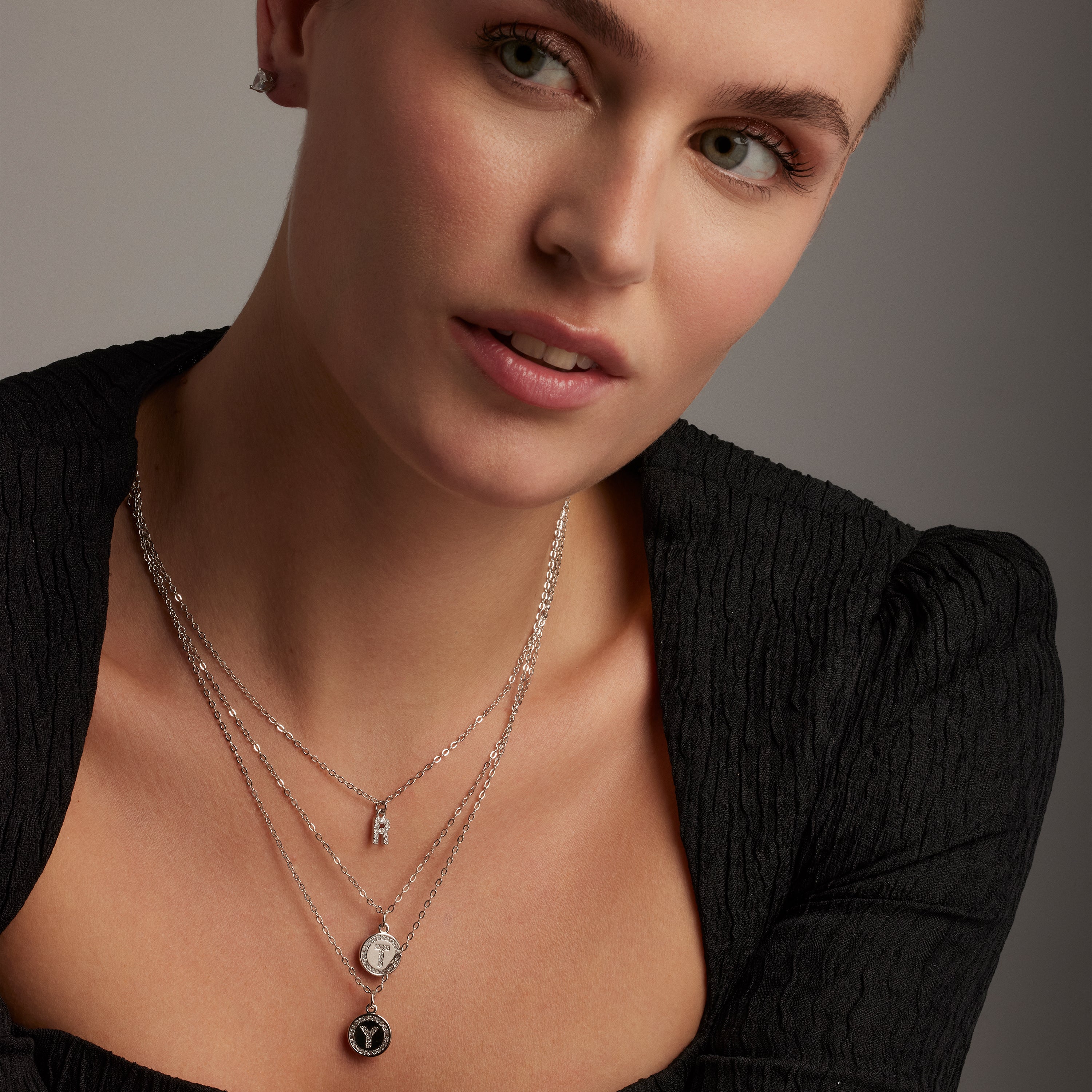 Orecchini in Argento Sterling 925 con Zirconia Brillante finiti in rodio - Eqoyi