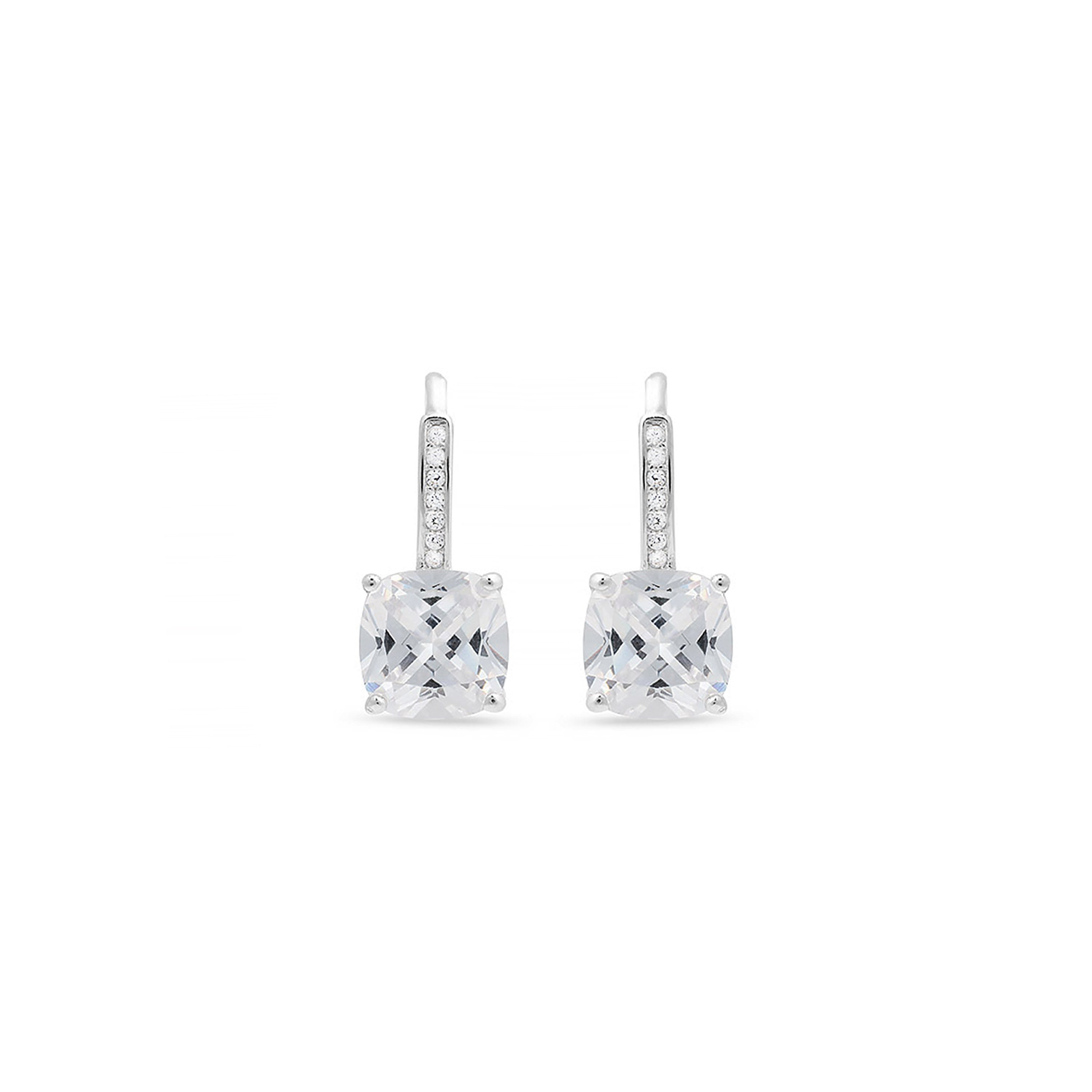 Boucles d'oreilles en argent sterling 925 avec zircon brillant finition rhodiée - Mathzi