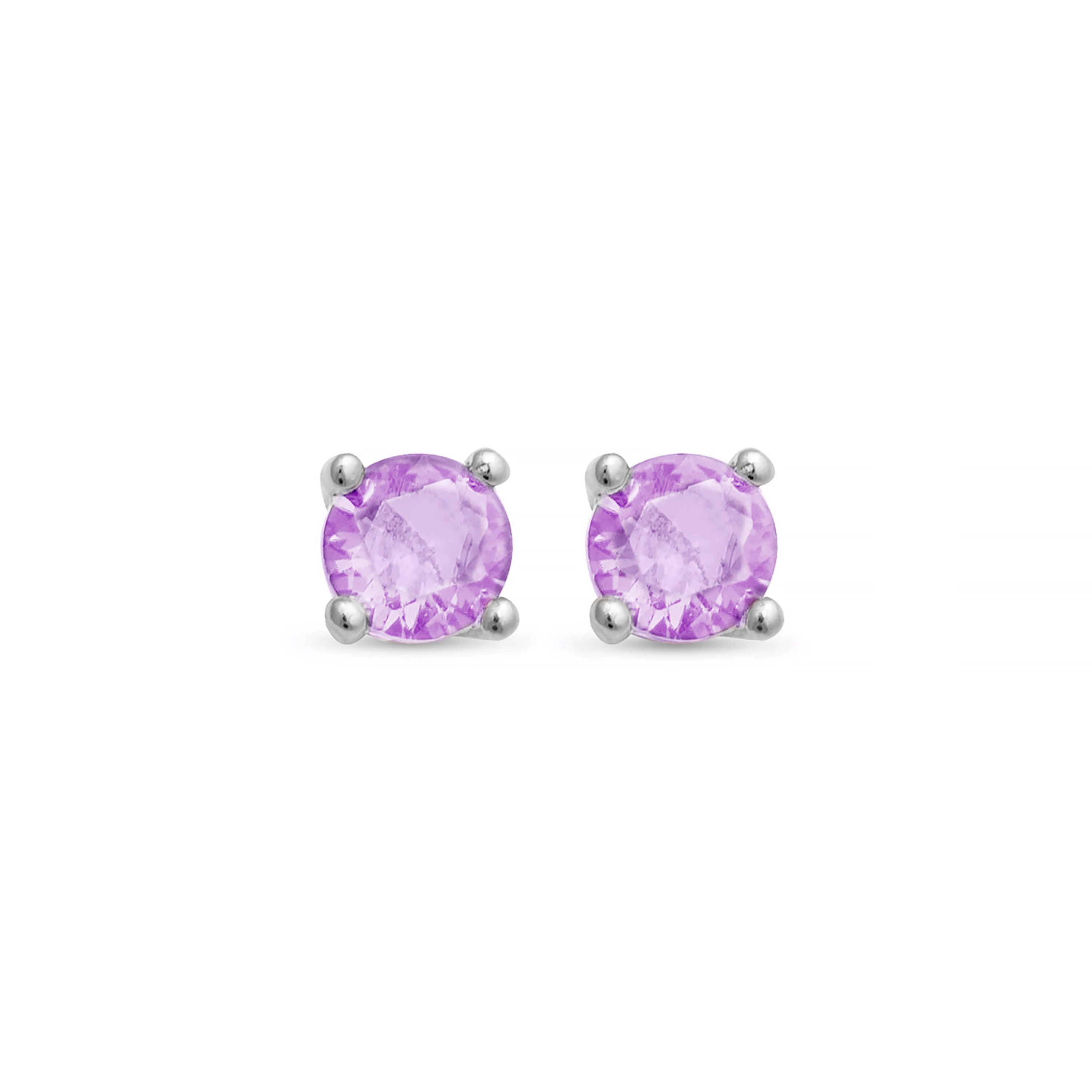 Pendientes de Plata de Ley 925 con Circonita Amatista acabados en oro amarillo 18K - Otieno