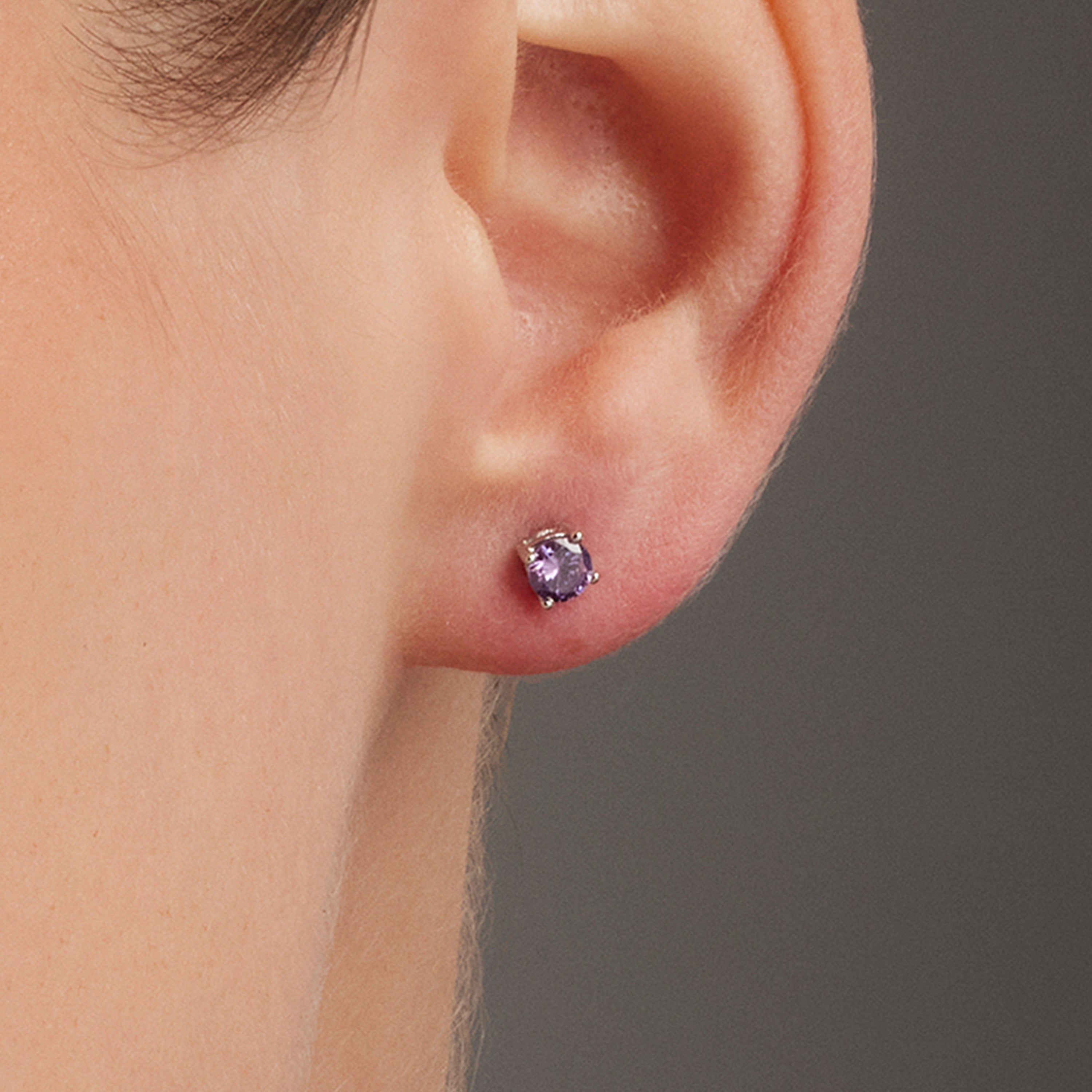 Pendientes de Plata de Ley 925 con Circonita Amatista acabados en oro amarillo 18K - Otieno