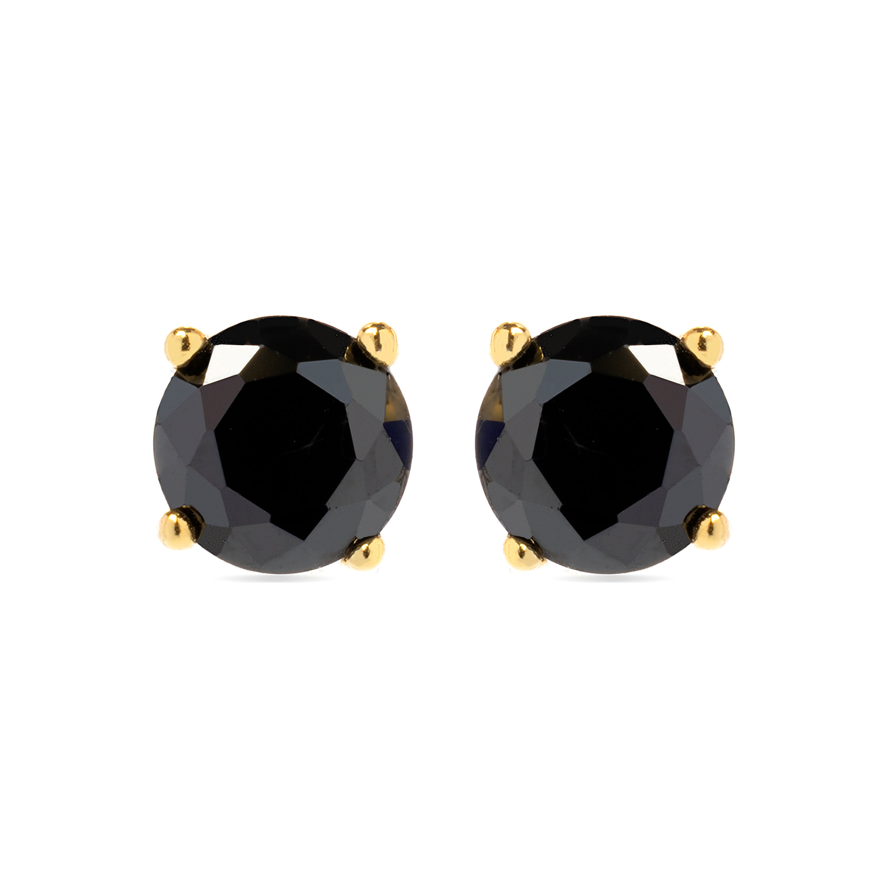 Boucles d'oreilles en argent sterling 925 avec zirconium onyx finition or jaune 18K - Otieno