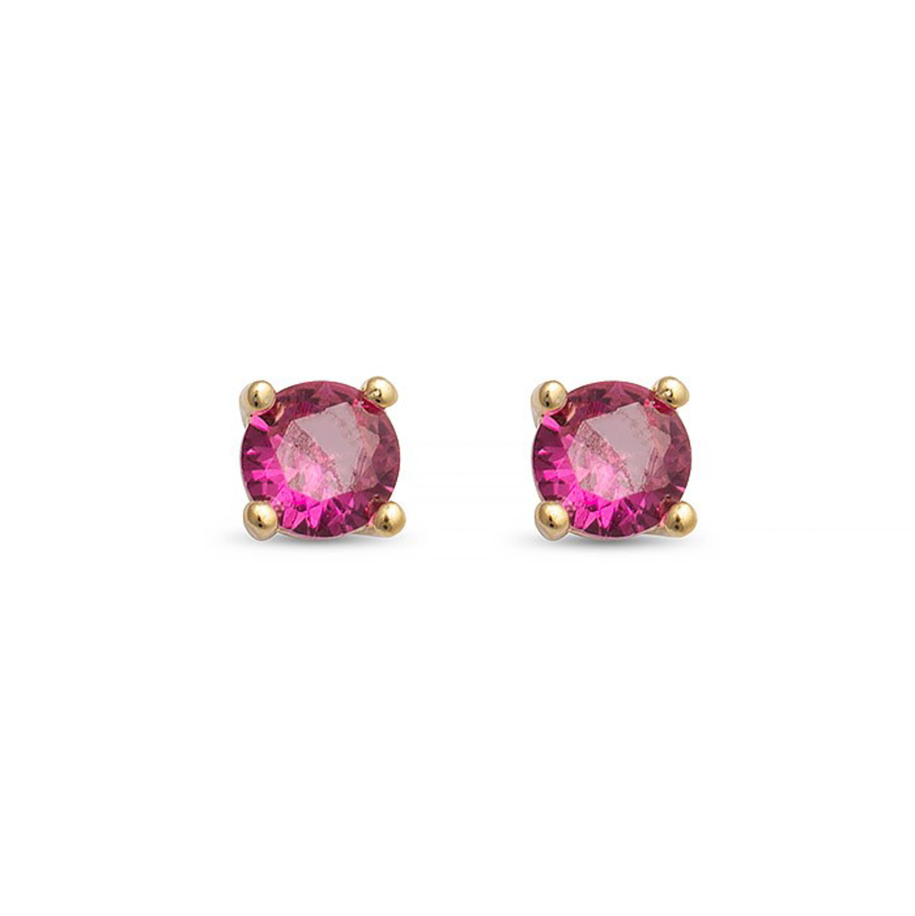 Boucles d'oreilles en argent sterling 925 avec zircon rubis finition or jaune 18K - Otieno