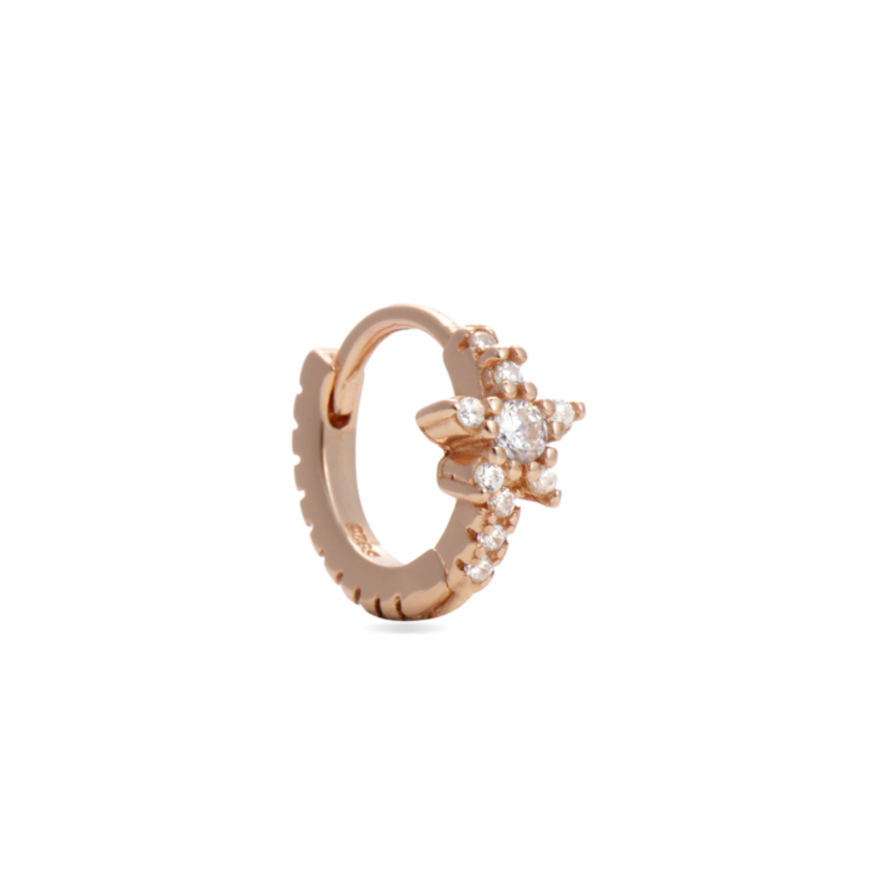 Piercing en argent sterling 925 avec zircone brillante finition en or rose 18K - Issphe