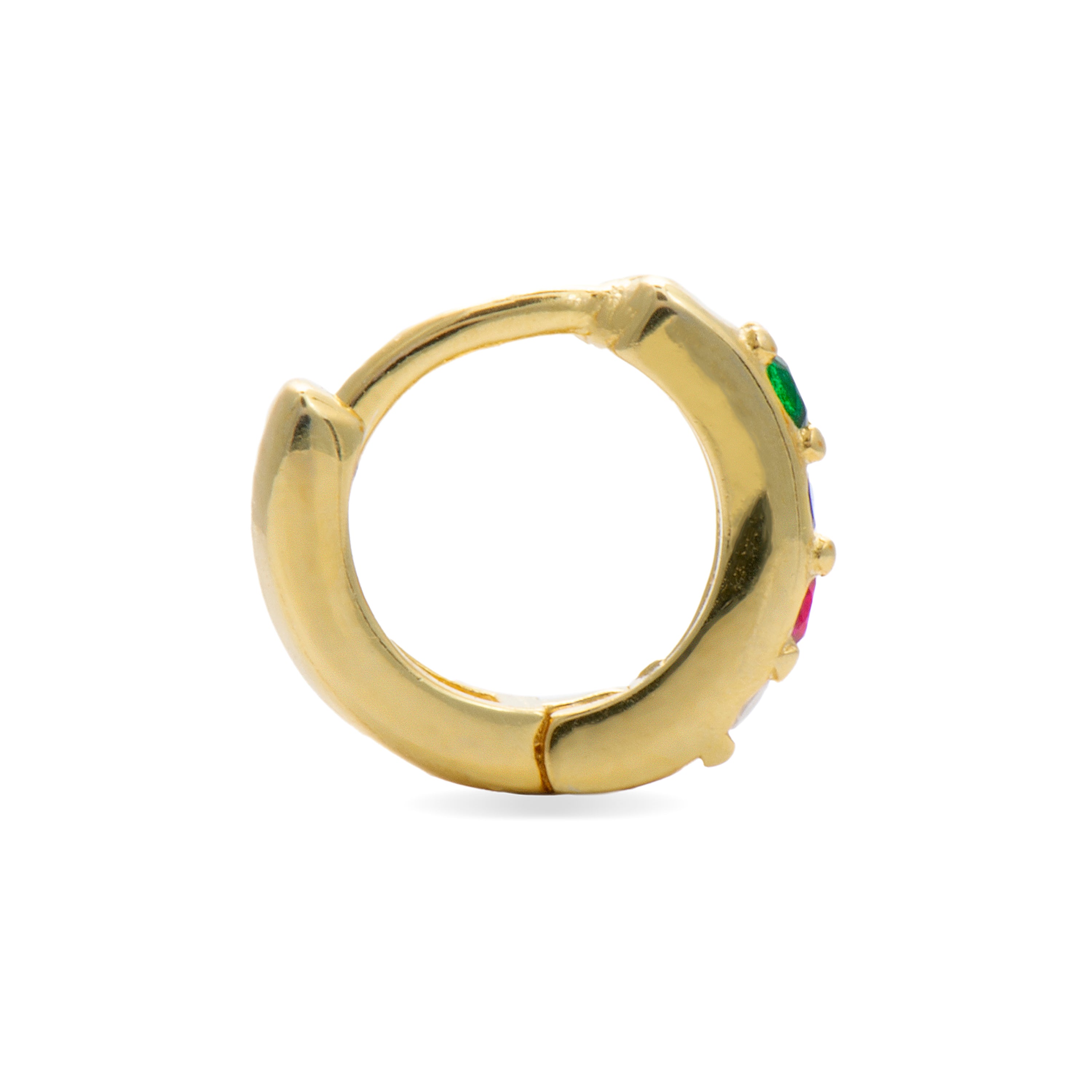 Piercing de Plata de Ley 925 con Circonita Multicolor acabado en oro amarillo 18K - Zule