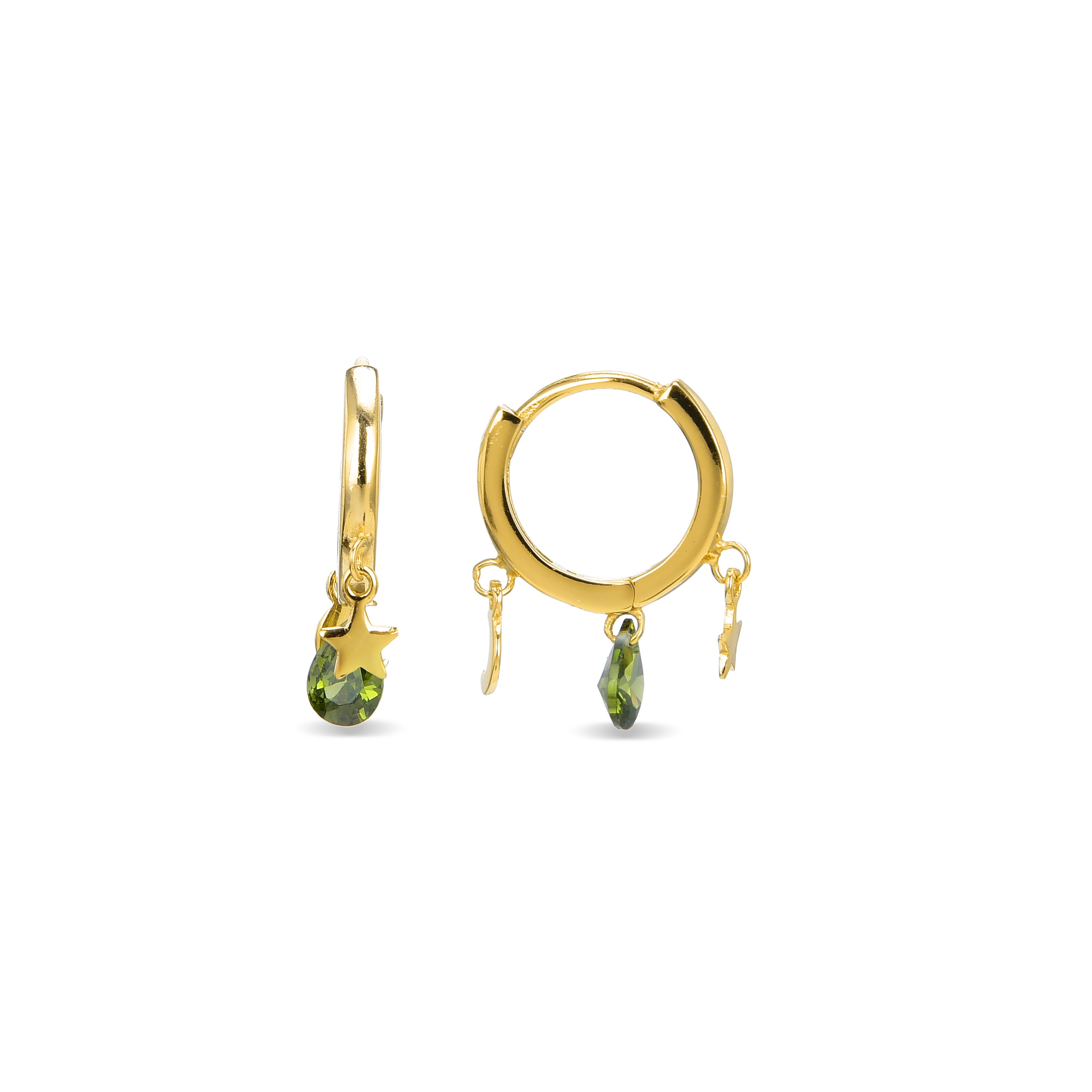 Brincos de Prata de Lei 925 com Zircónia Multicolor acabados em ouro amarelo 18K - Saon