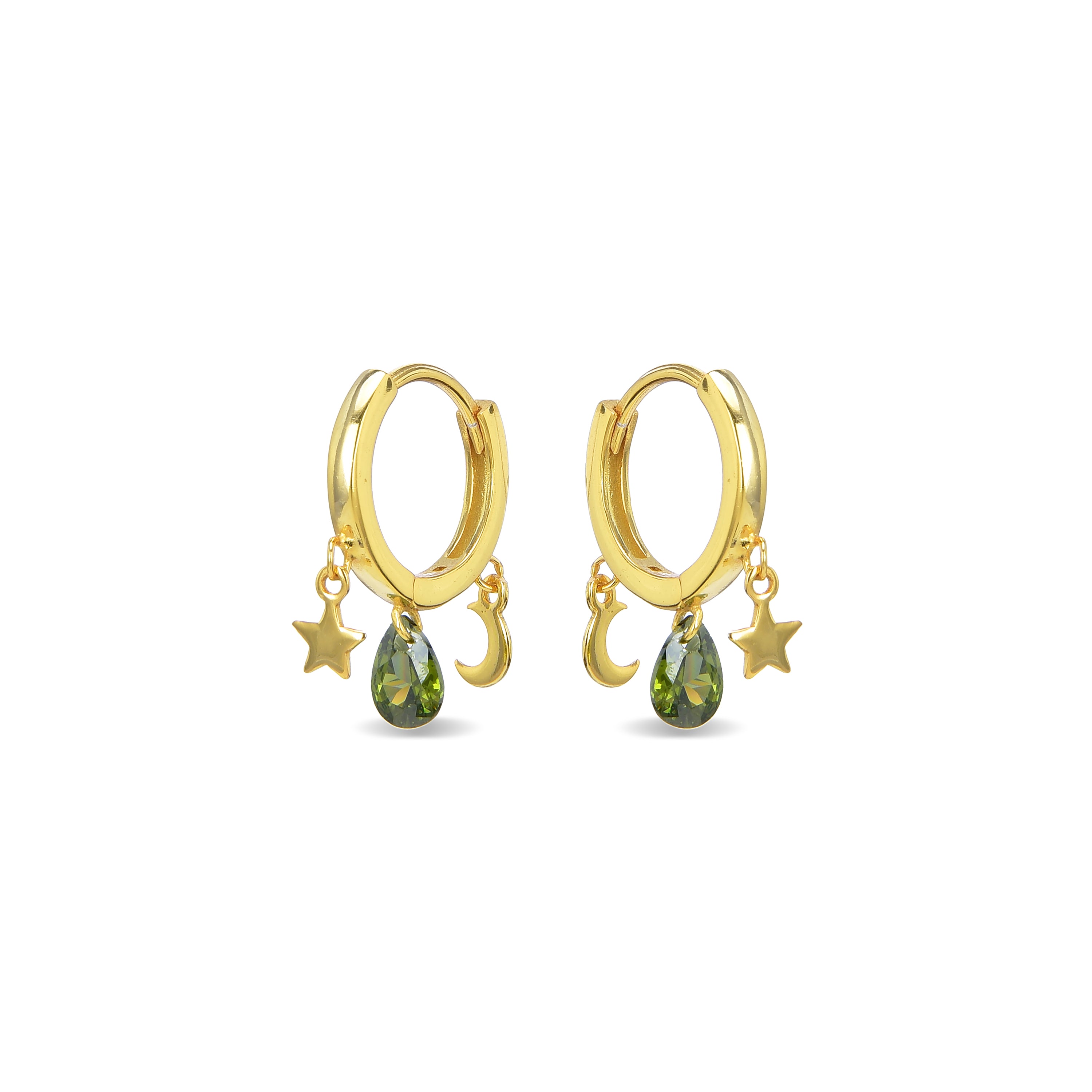 Orecchini in Argento Sterling 925 con Zirconia Multicolore finiti in oro giallo 18K - Saon