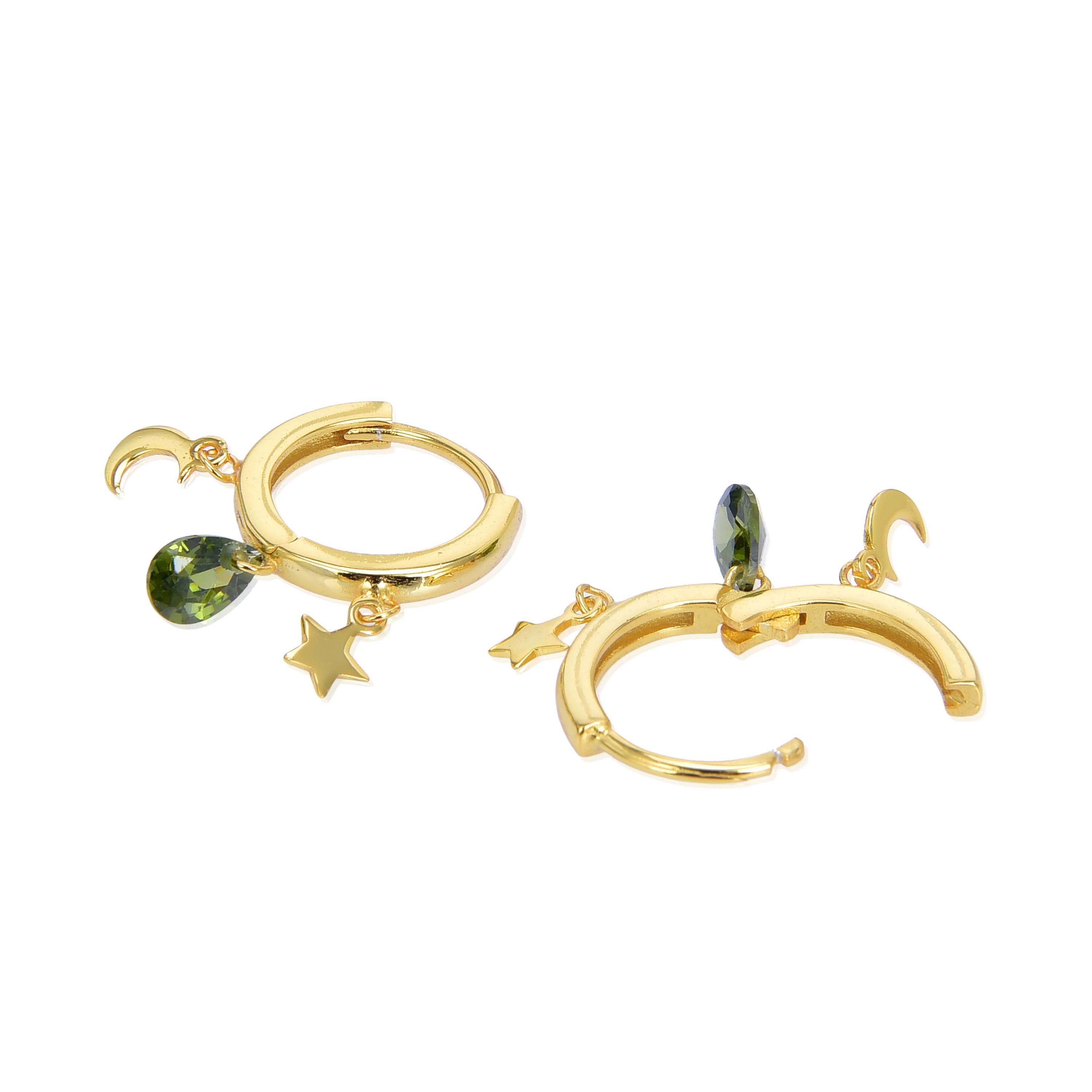 Orecchini in Argento Sterling 925 con Zirconia Multicolore finiti in oro giallo 18K - Saon