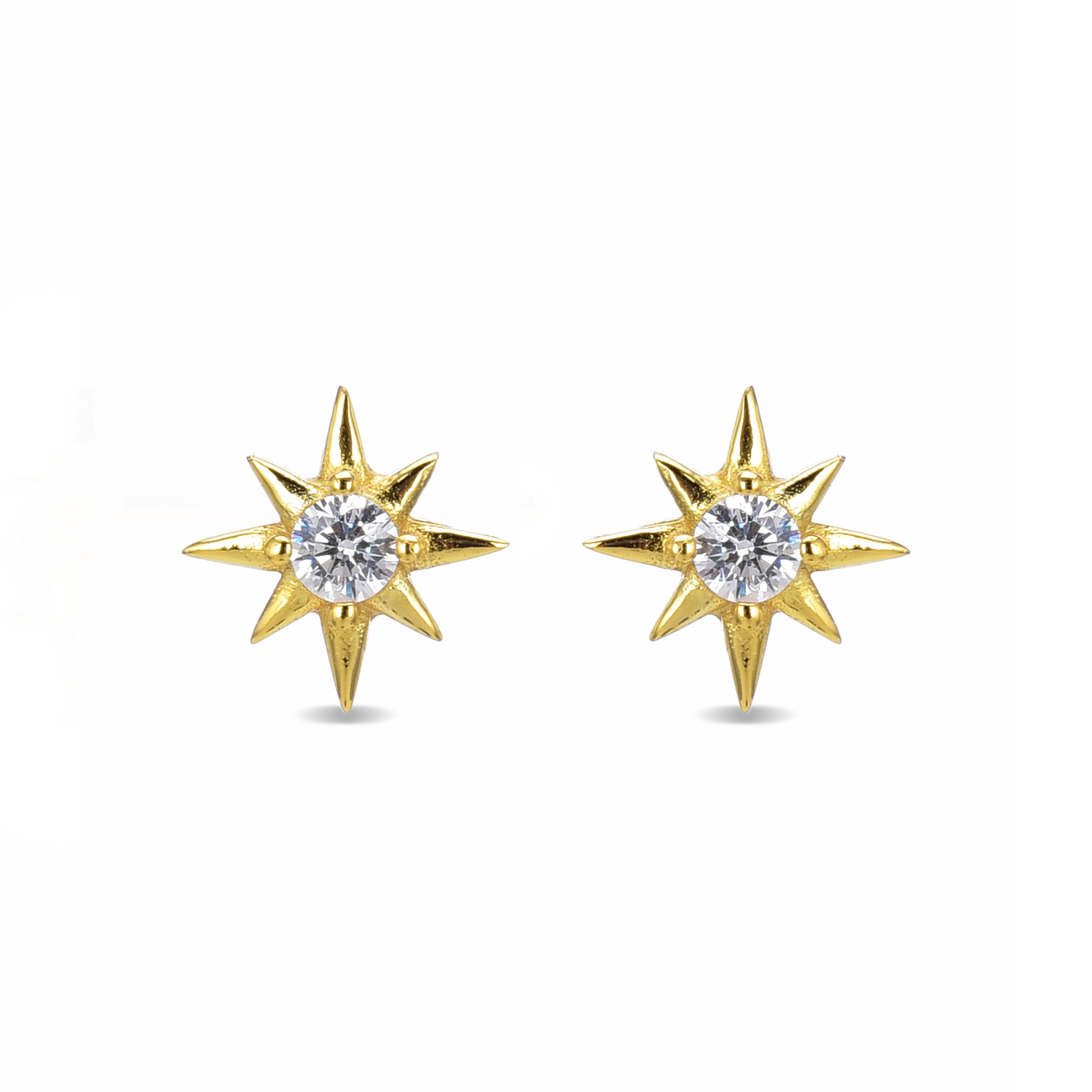 Pendientes de Plata de Ley 925 con Circonita Brillante acabados en oro amarillo 18K - Lialt