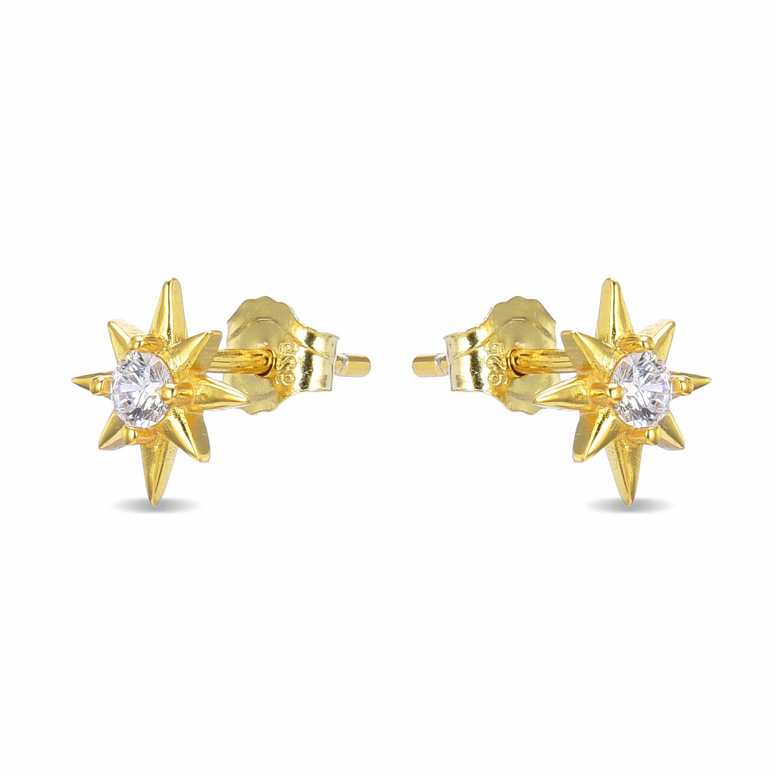 Brincos de Prata de Lei 925 com Zircónia Brilhante acabados em ouro amarelo 18K - Lialt