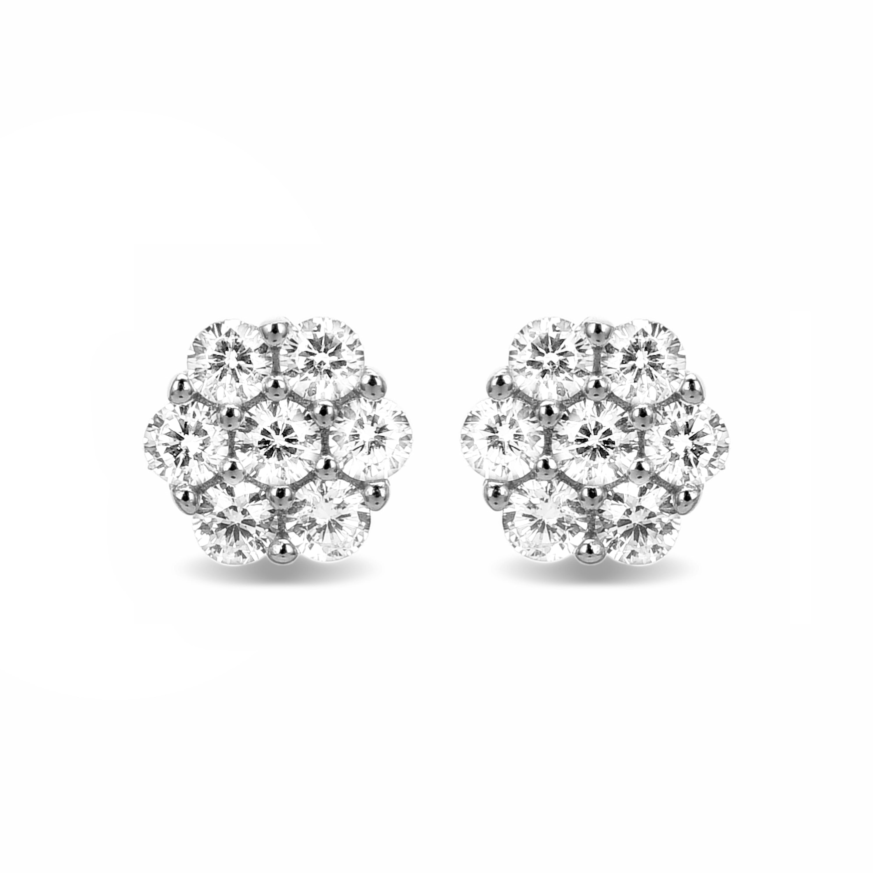 Boucles d'oreilles en argent sterling 925 avec zircon brillant finition rhodiée - Hudur