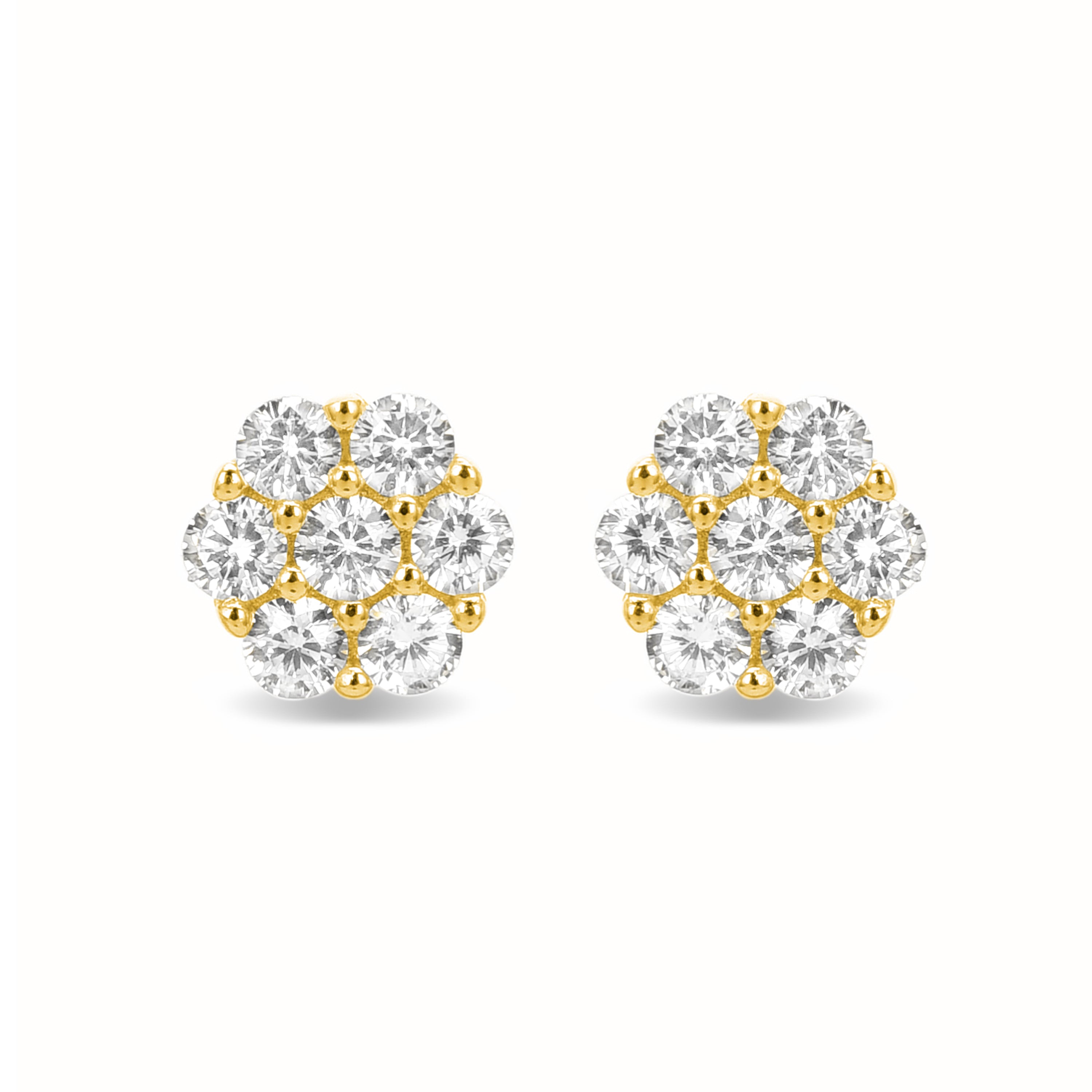 Brincos de Prata de Lei 925 com Zircónia Brilhante acabados em ouro amarelo 18K - Hudur