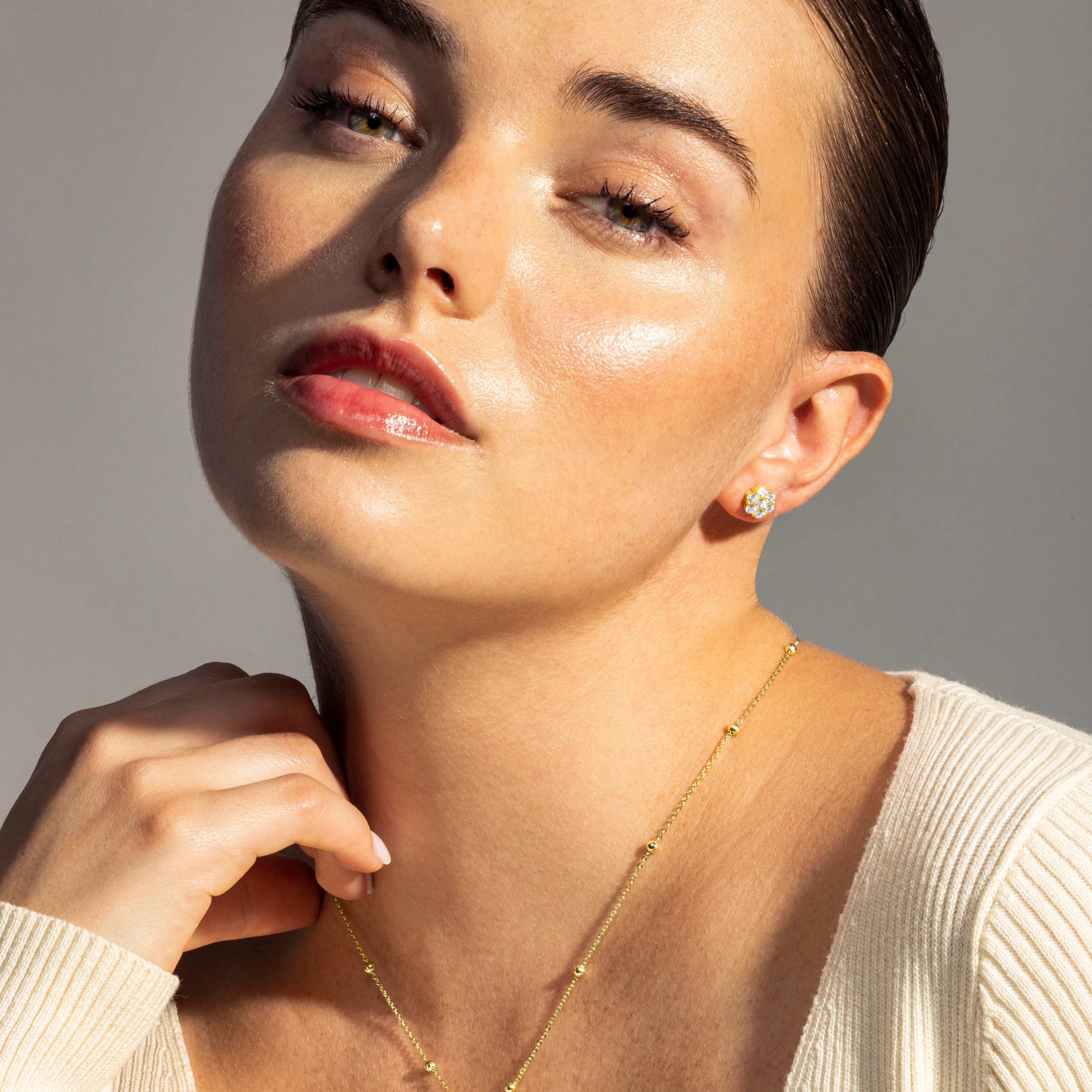 Brincos de Prata de Lei 925 com Zircónia Brilhante acabados em ouro amarelo 18K - Hudur